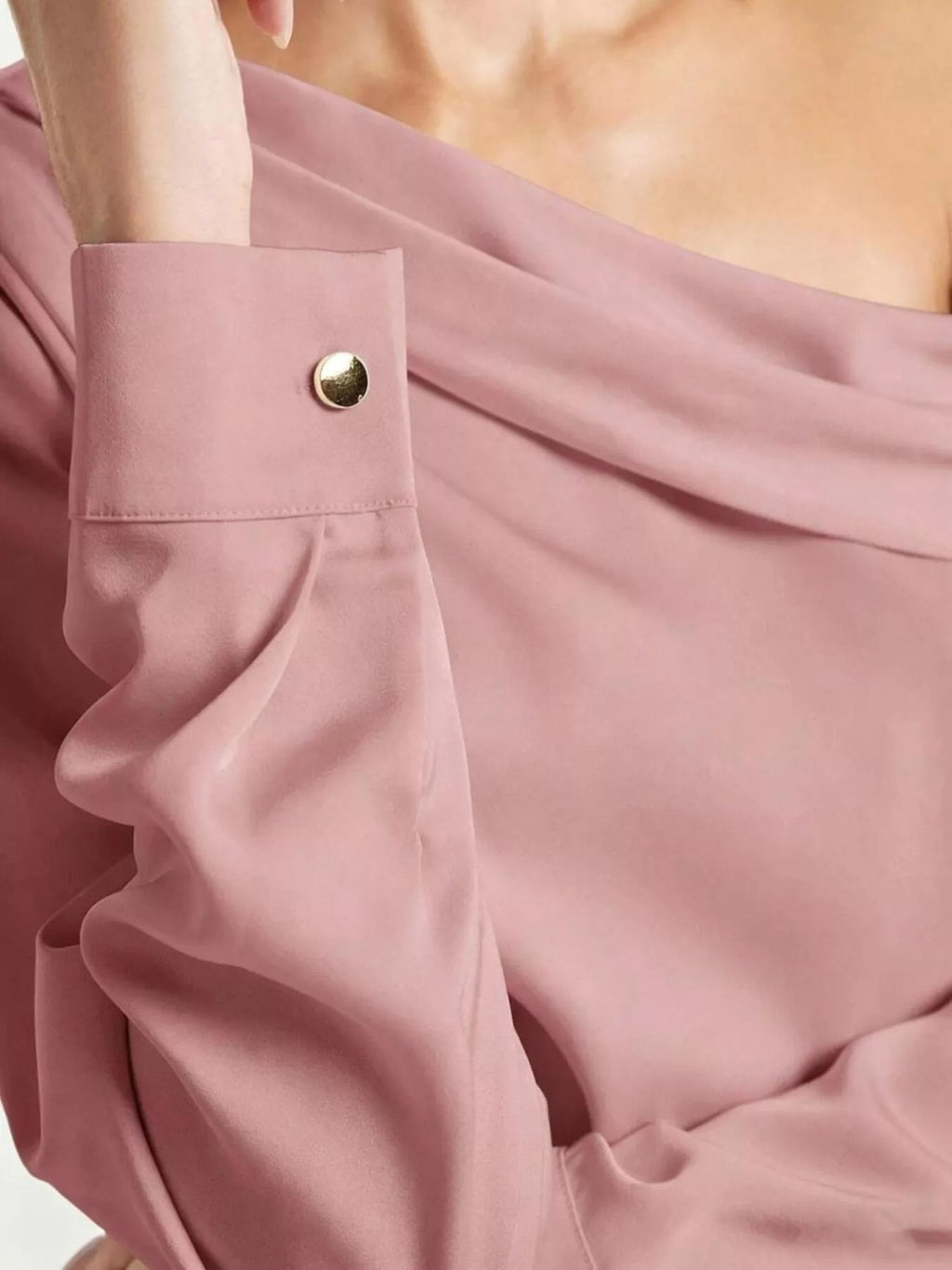 Women's One-Shoulder Satin Blouse – Elegant Long Sleeve Top - ShopNQlik