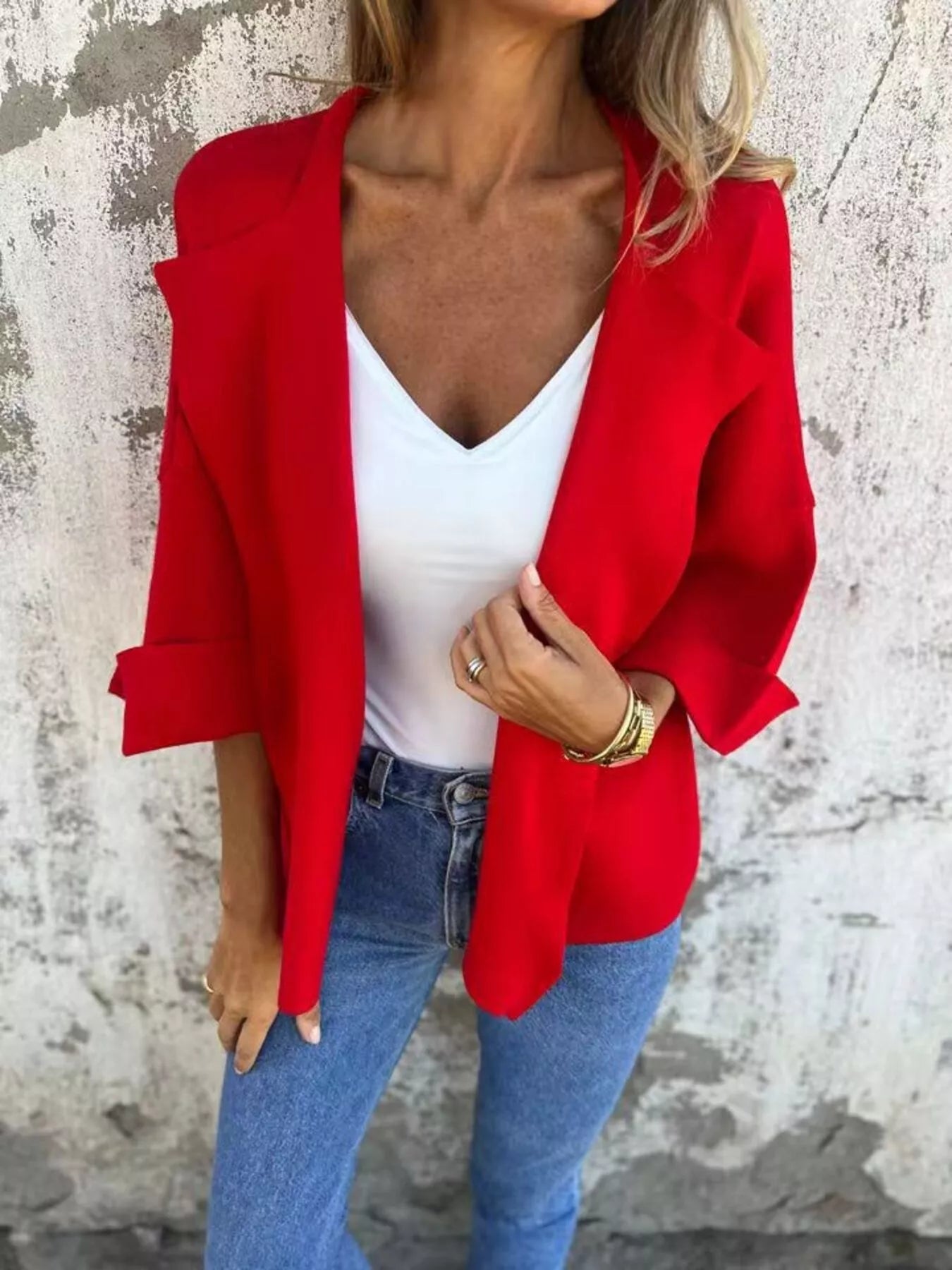 Women's Open-Front 3/4 Sleeve Cardigan — Plus Size (S–5XL) - ShopNQlik
