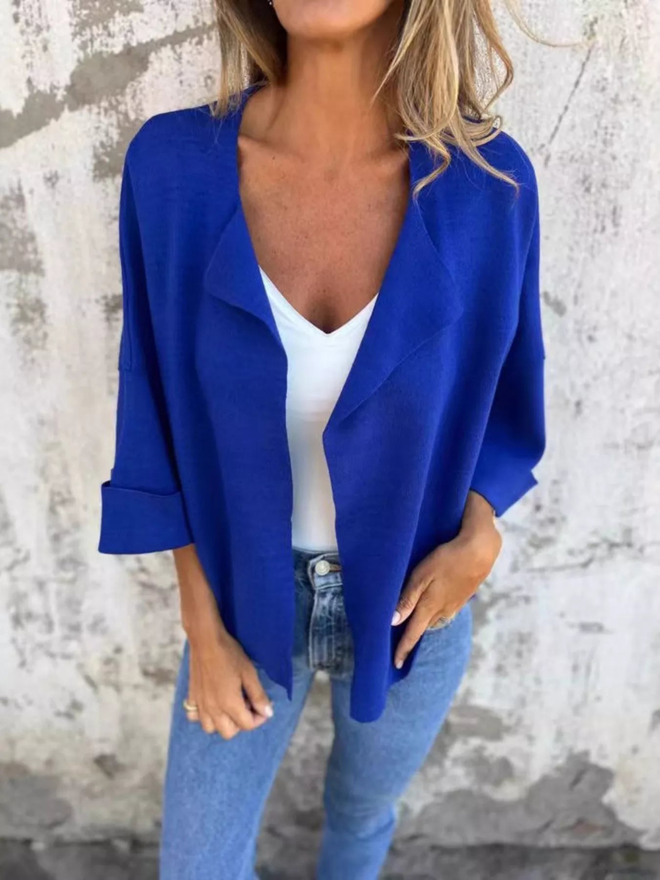 Women's Open-Front 3/4 Sleeve Cardigan — Plus Size (S–5XL) - ShopNQlik