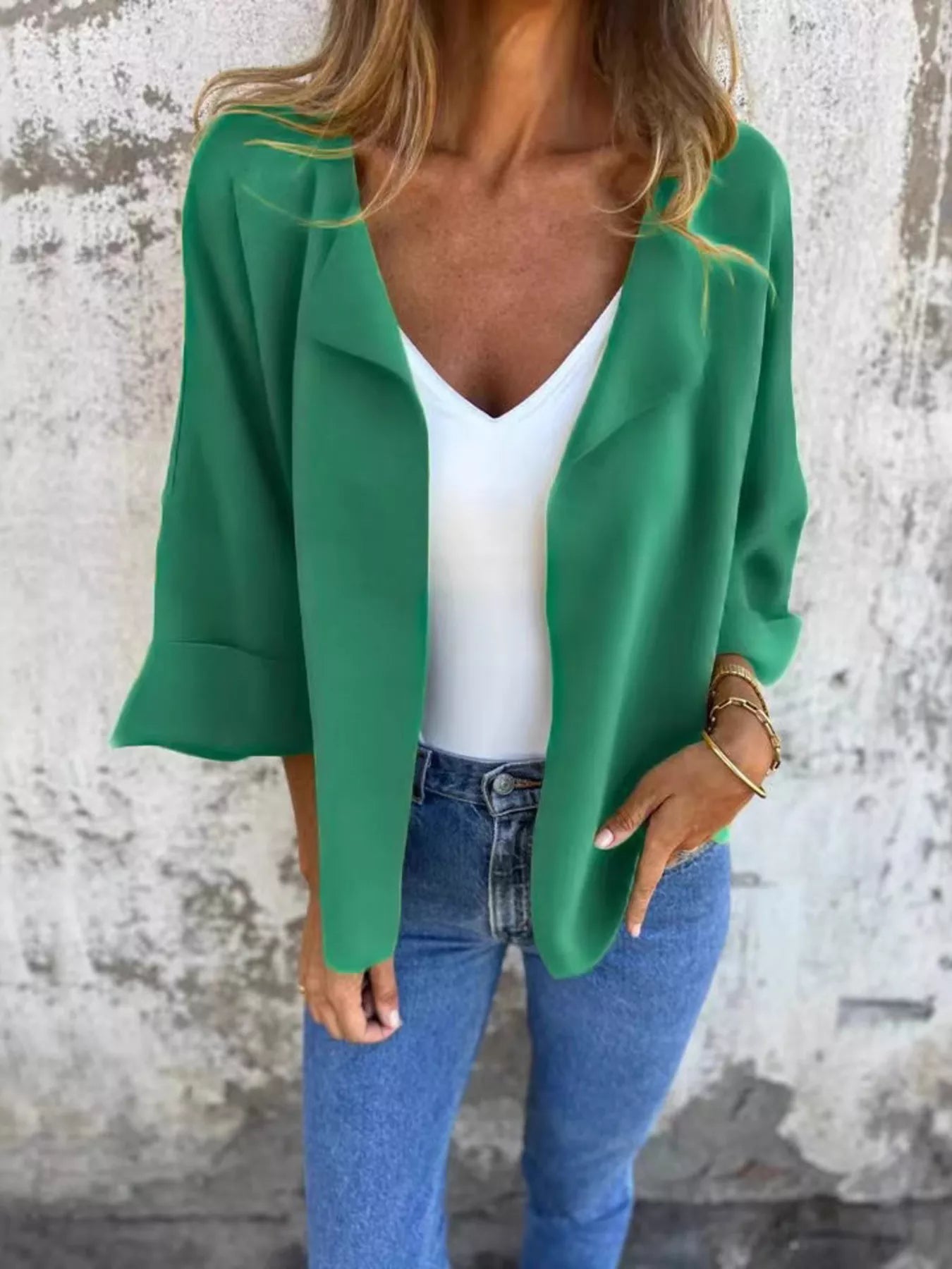 Women's Open-Front 3/4 Sleeve Cardigan — Plus Size (S–5XL) - ShopNQlik