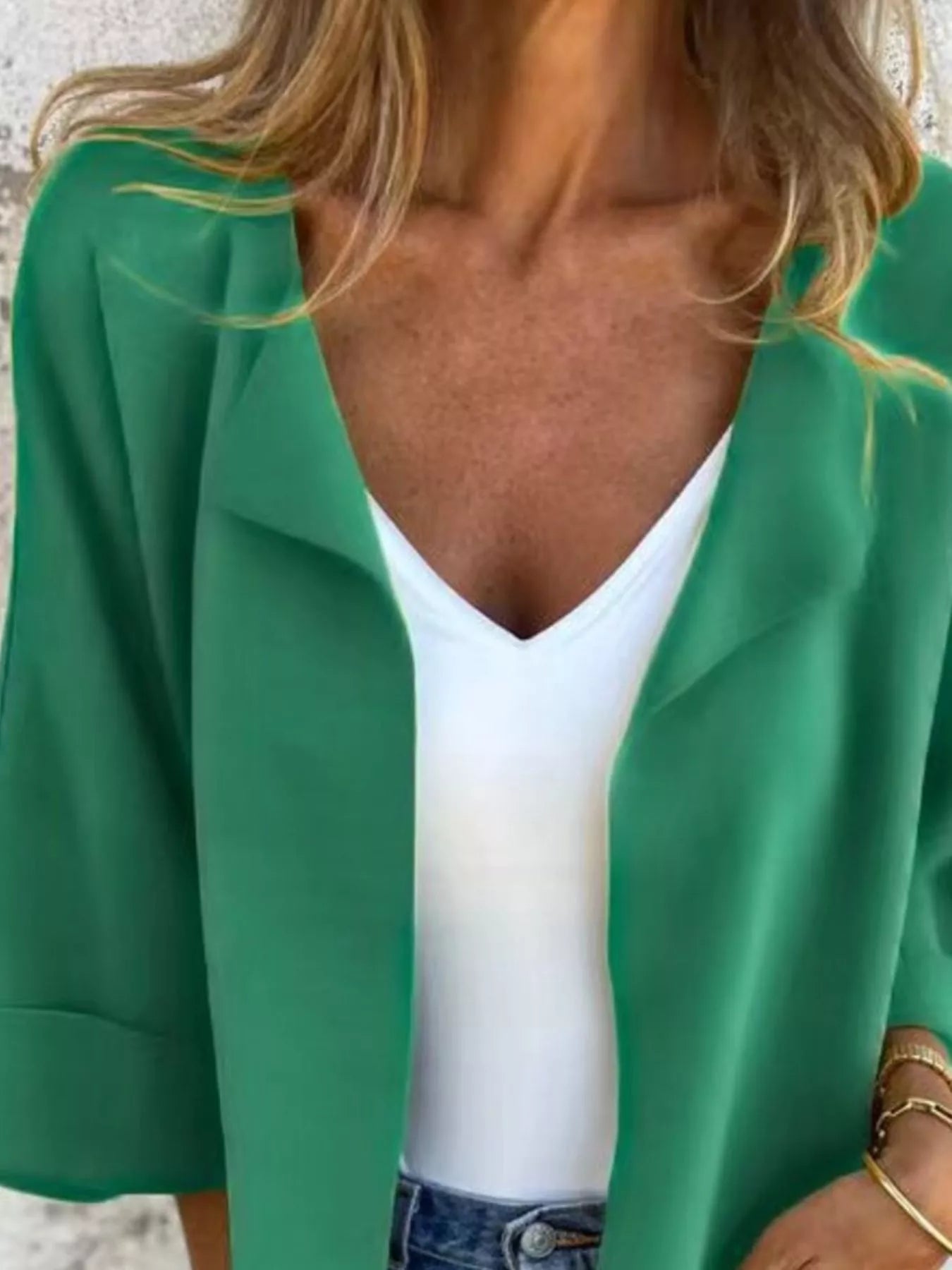 Women's Open-Front 3/4 Sleeve Cardigan — Plus Size (S–5XL) - ShopNQlik