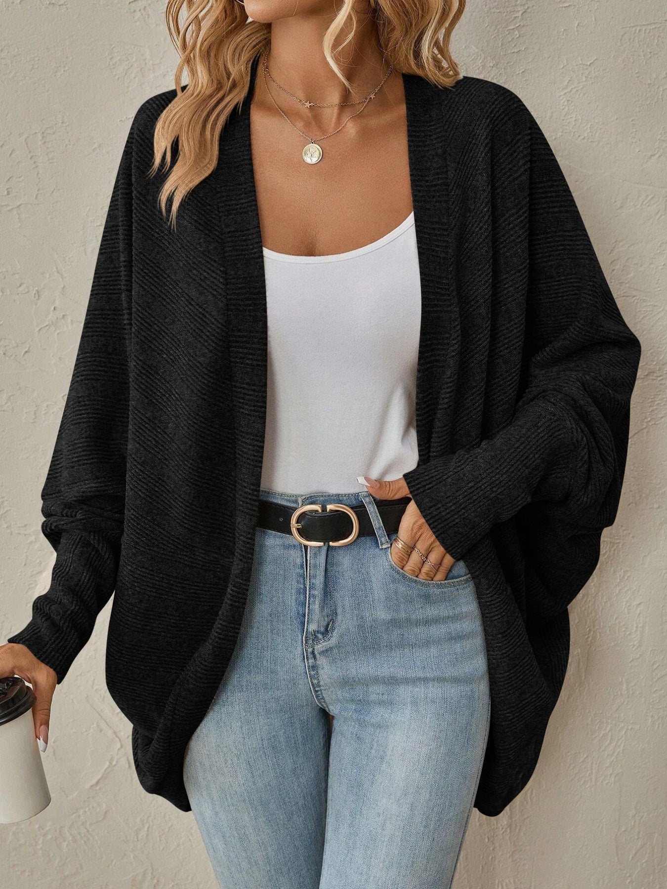Women's Open Front Batwing Sleeve Cardigan – 4 Colours, S–XL - ShopNQlik