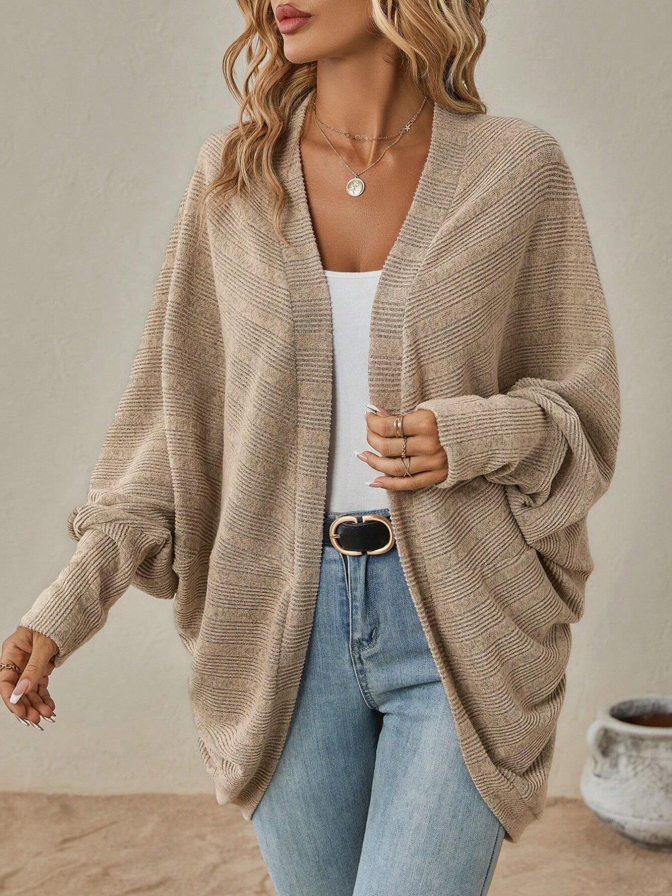 Women's Open Front Batwing Sleeve Cardigan – 4 Colours, S–XL - ShopNQlik