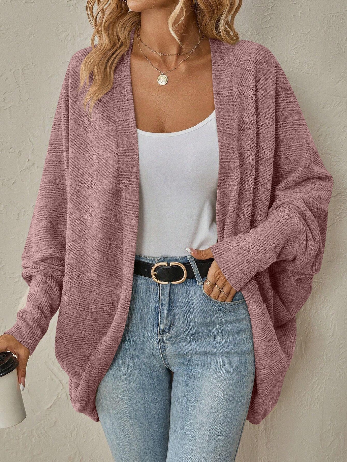 Women's Open Front Batwing Sleeve Cardigan – 4 Colours, S–XL - ShopNQlik