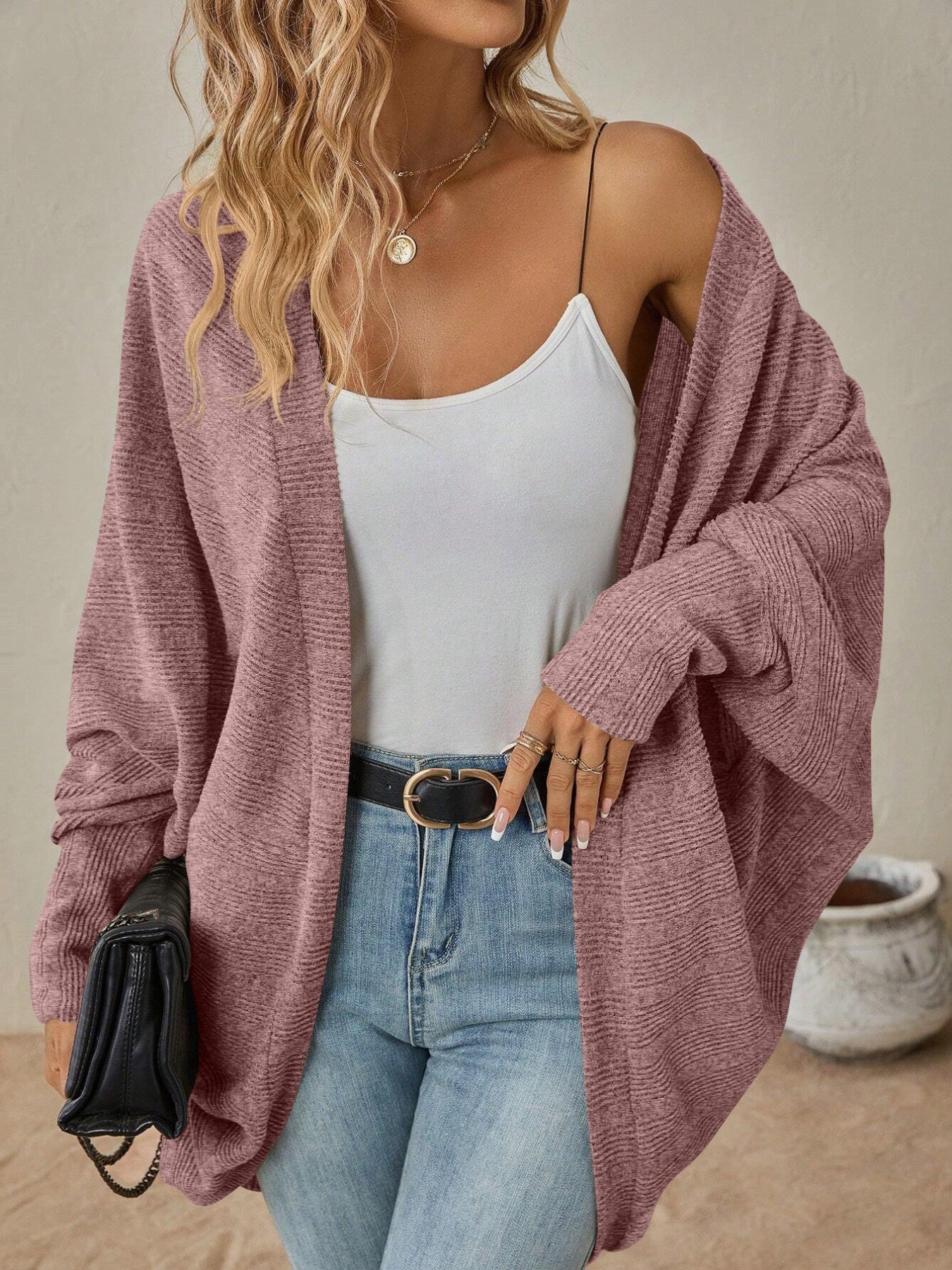 Women's Open Front Batwing Sleeve Cardigan – 4 Colours, S–XL - ShopNQlik