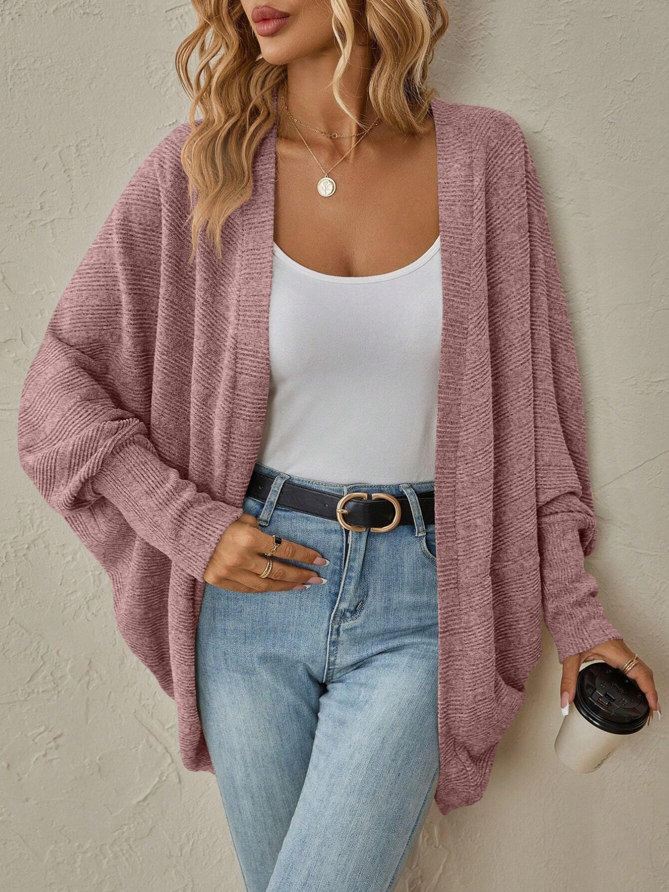 Women's Open Front Batwing Sleeve Cardigan – 4 Colours, S–XL - ShopNQlik