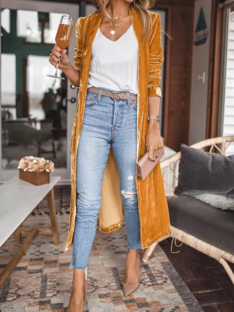 Women's Open-Front Longline Cardigan — Long Sleeve (S–2XL) - ShopNQlik