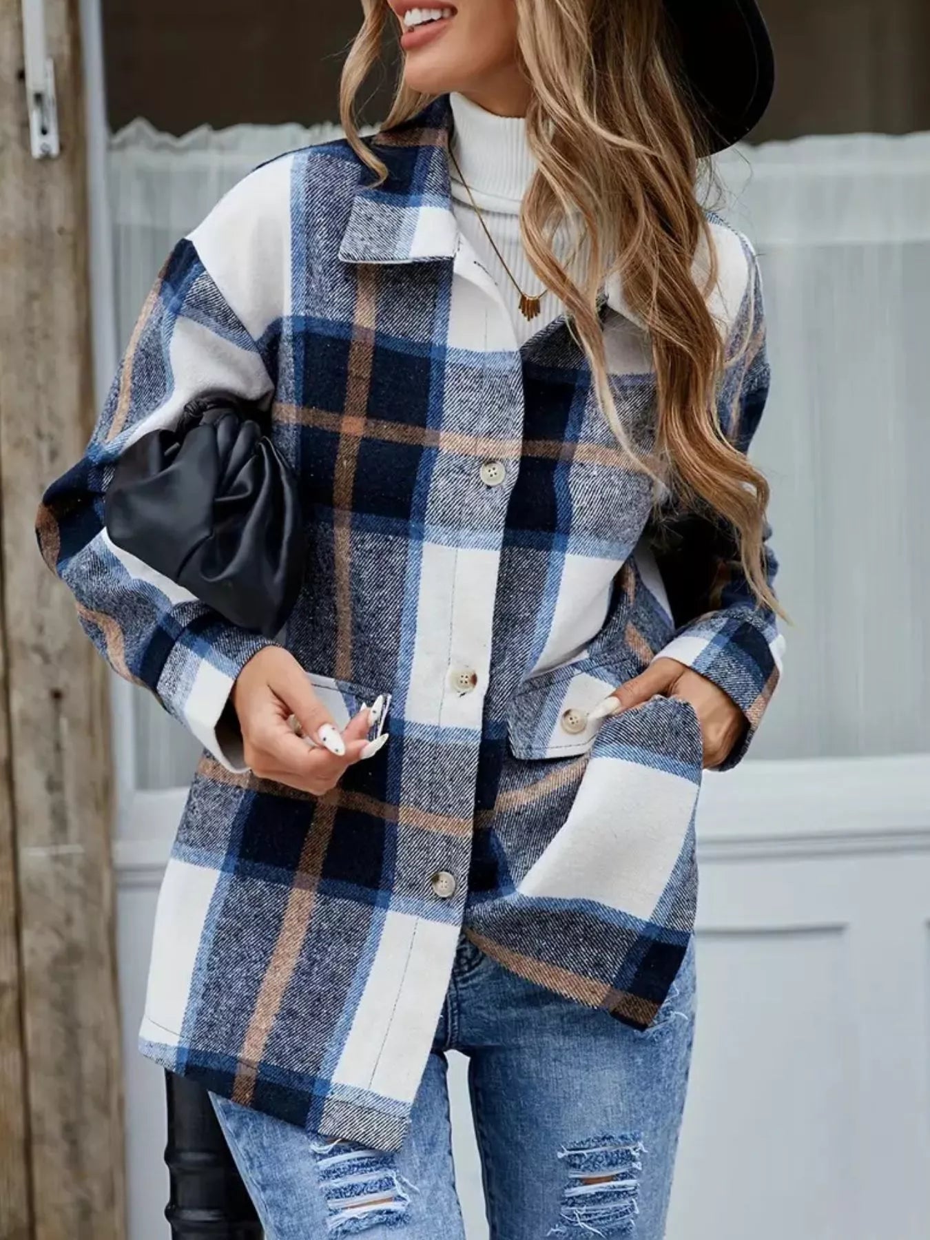 Women's Plaid Button-Up Shacket (S–2XL) - ShopNQlik