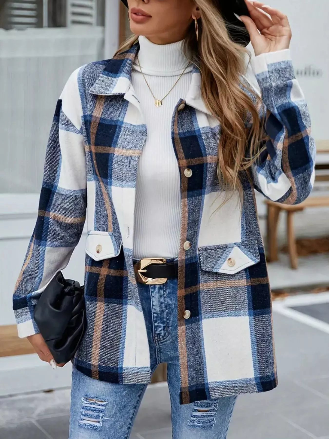 Women's Plaid Button-Up Shacket (S–2XL) - ShopNQlik