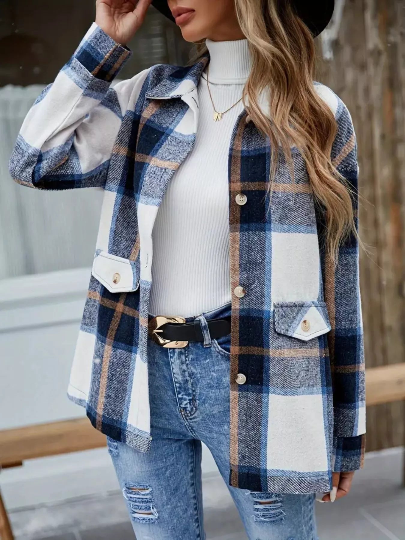 Women's Plaid Button-Up Shacket (S–2XL) - ShopNQlik