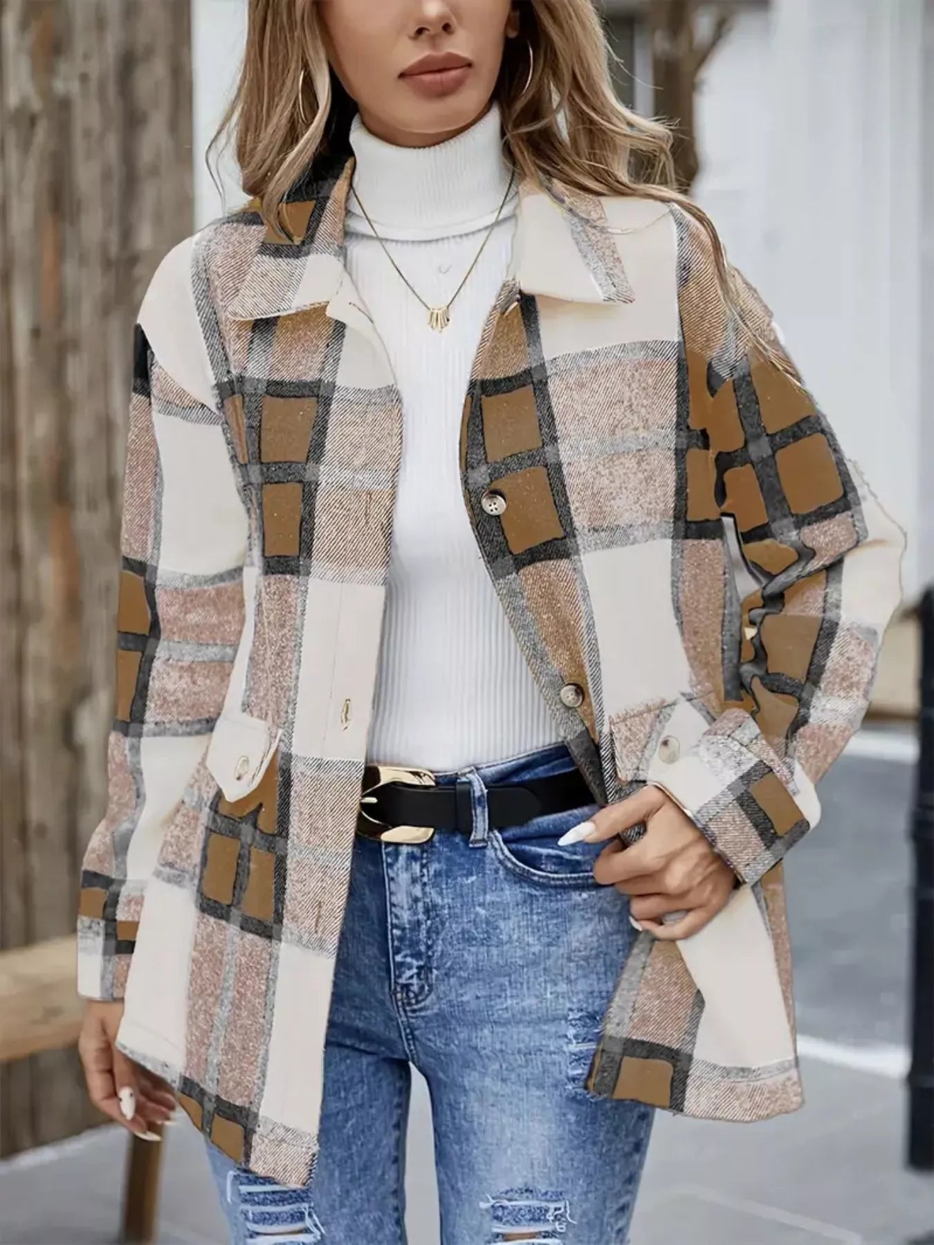 Women's Plaid Button-Up Shacket (S–2XL) - ShopNQlik