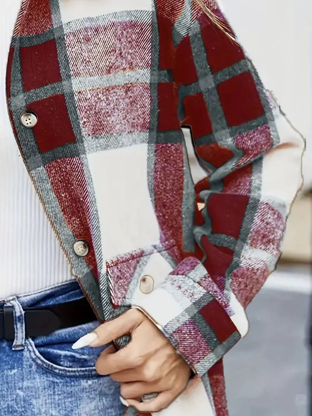 Women's Plaid Button-Up Shacket (S–2XL) - ShopNQlik