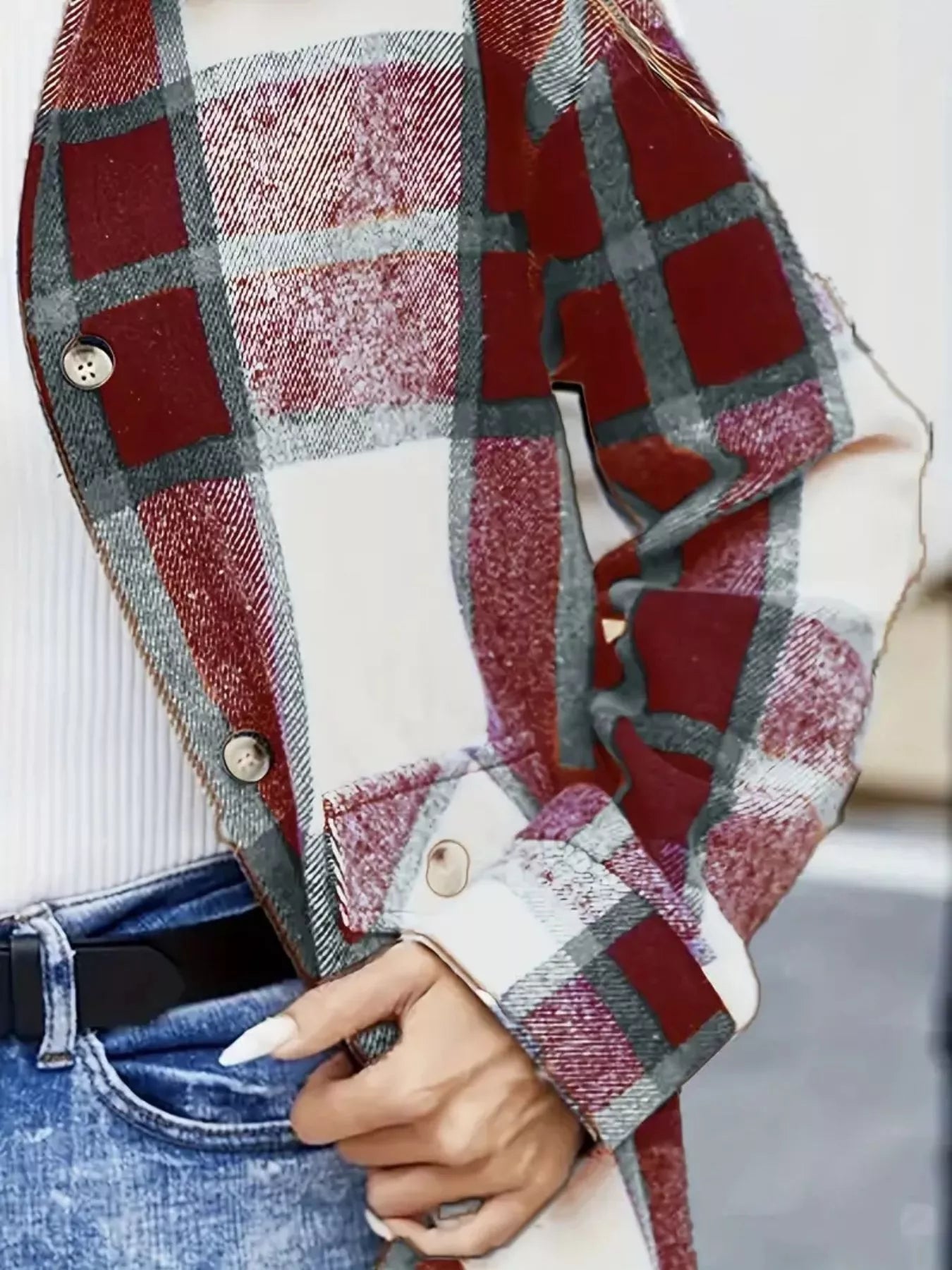 Women's Plaid Button-Up Shacket (S–2XL) - ShopNQlik
