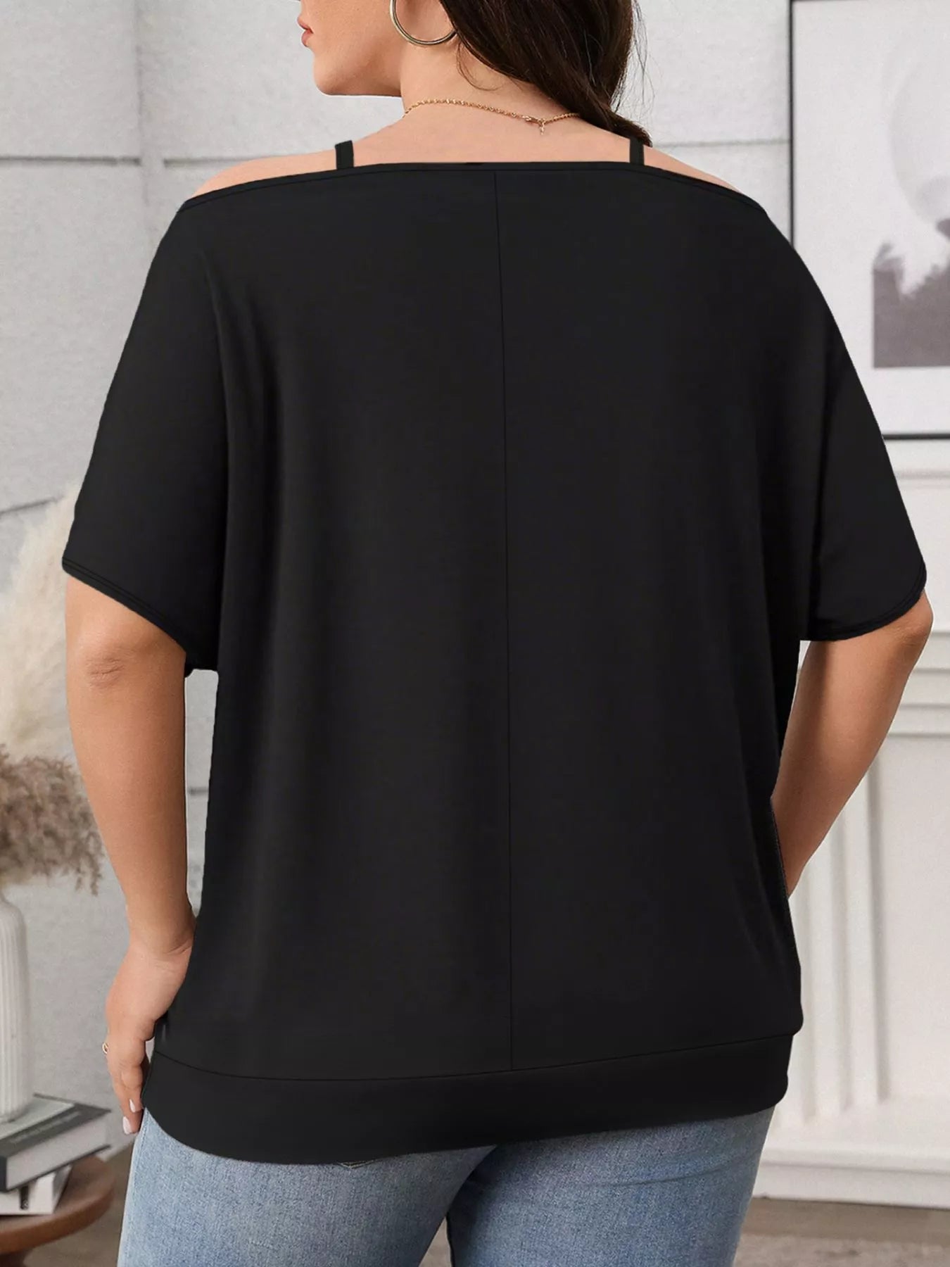 Women's Plus Size Cold Shoulder Short Sleeve Top – Flattering Everyday Tee - ShopNQlik