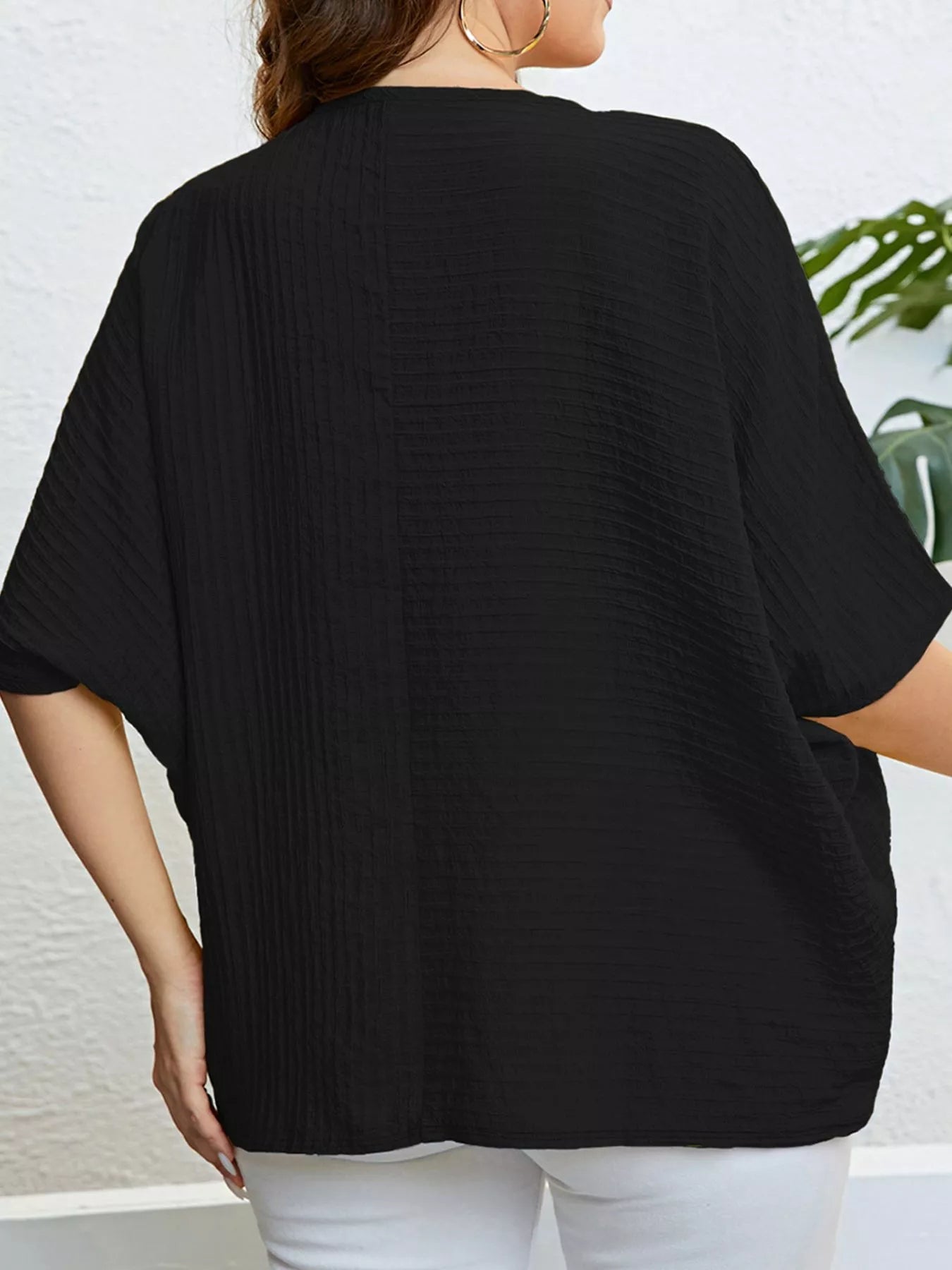 Women's Plus Size Relaxed Fit Textured Half Sleeve T-Shirt - ShopNQlik