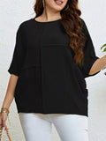 Women's Plus Size Relaxed Fit Textured Half Sleeve T-Shirt - ShopNQlik