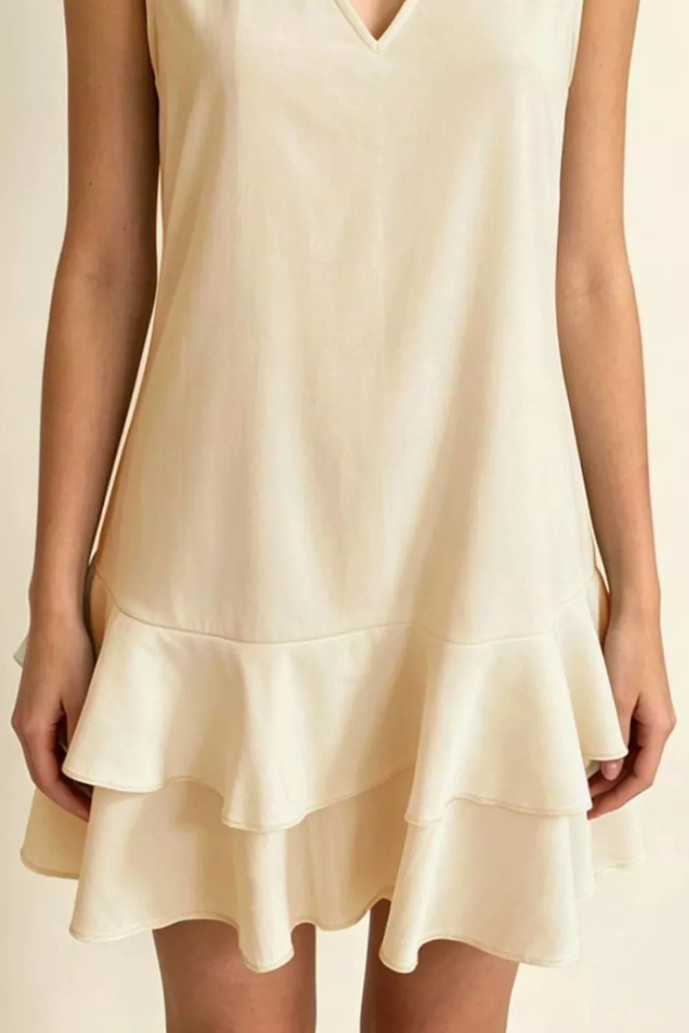 Women's Plus Size Sleeveless V-Neck Ruffle Hem Mini Dress – 5 Colours, S–3XL - ShopNQlik