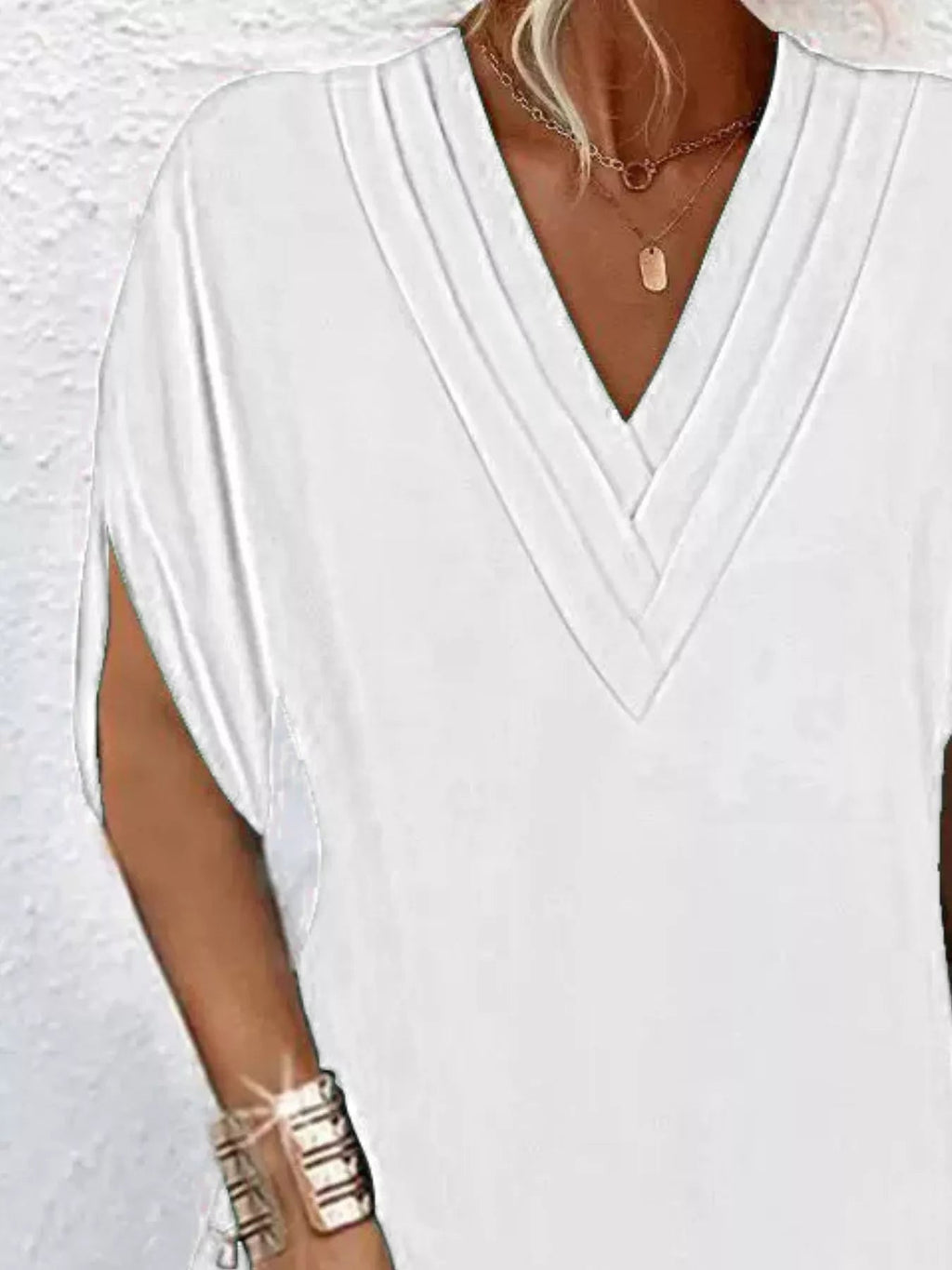 Women's Plus Size V-Neck Slit Sleeve Mini Dress – 6 Colours, S–3XL - ShopNQlik