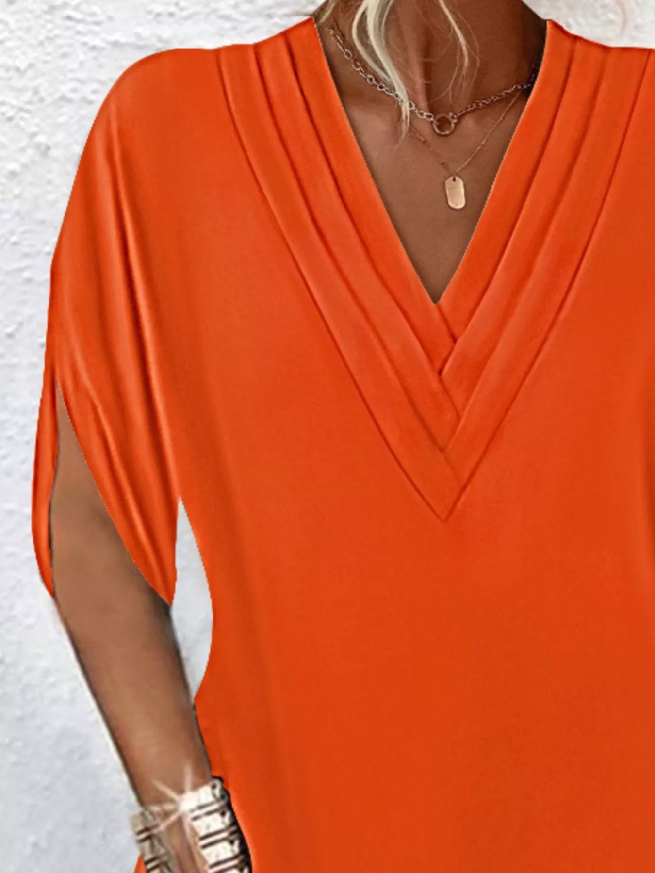 Women's Plus Size V-Neck Slit Sleeve Mini Dress – 6 Colours, S–3XL - ShopNQlik