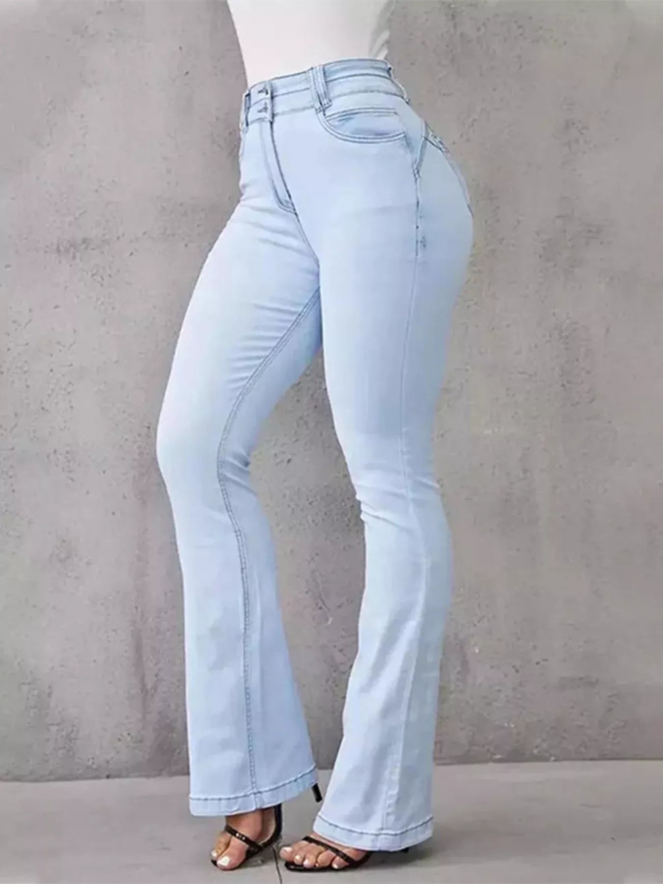 Women's Plus Size Wash High-Waisted Flare Jeans – 4 Colours, S–3XL - ShopNQlik