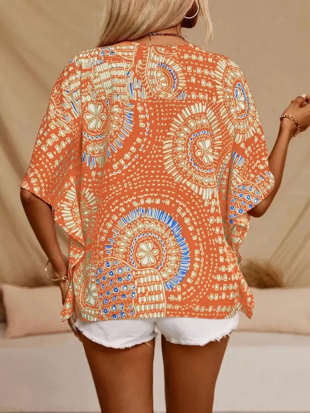 Women's Printed V-Neck Half Sleeve Top – Casual Everyday Tee - ShopNQlik