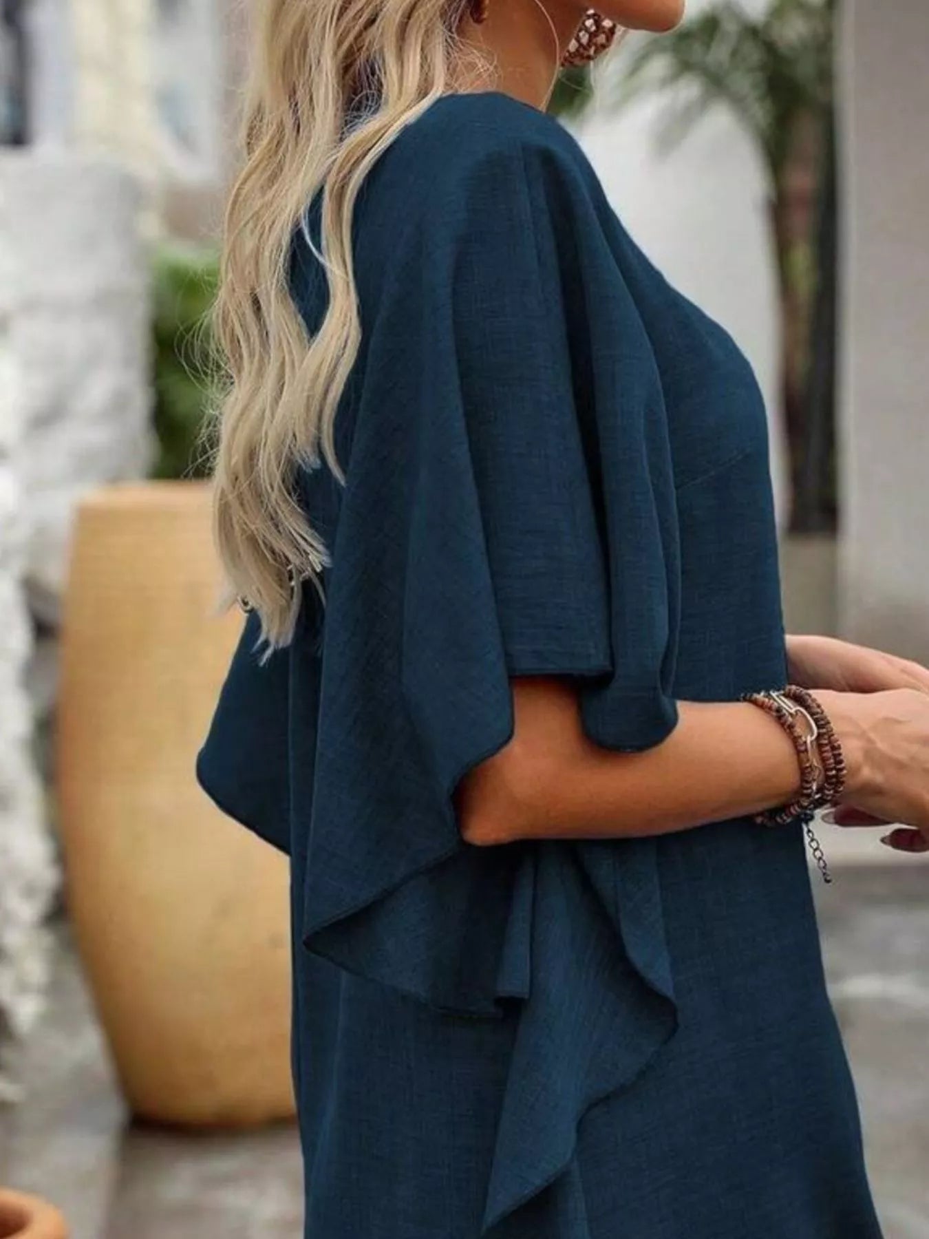 Women's Ruffled Flutter Sleeve V-Neck Mini Dress – 6 Colours, S–2XL - ShopNQlik