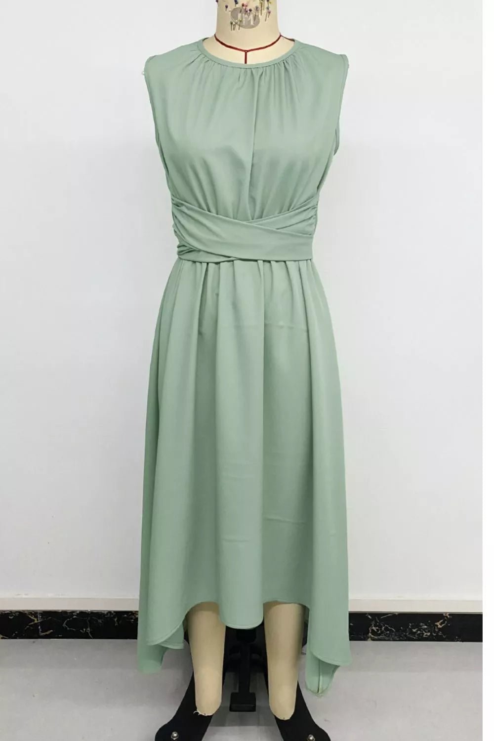 Women's Sleeveless High-Low Hem A-Line Dress – Sage, S–XL - ShopNQlik