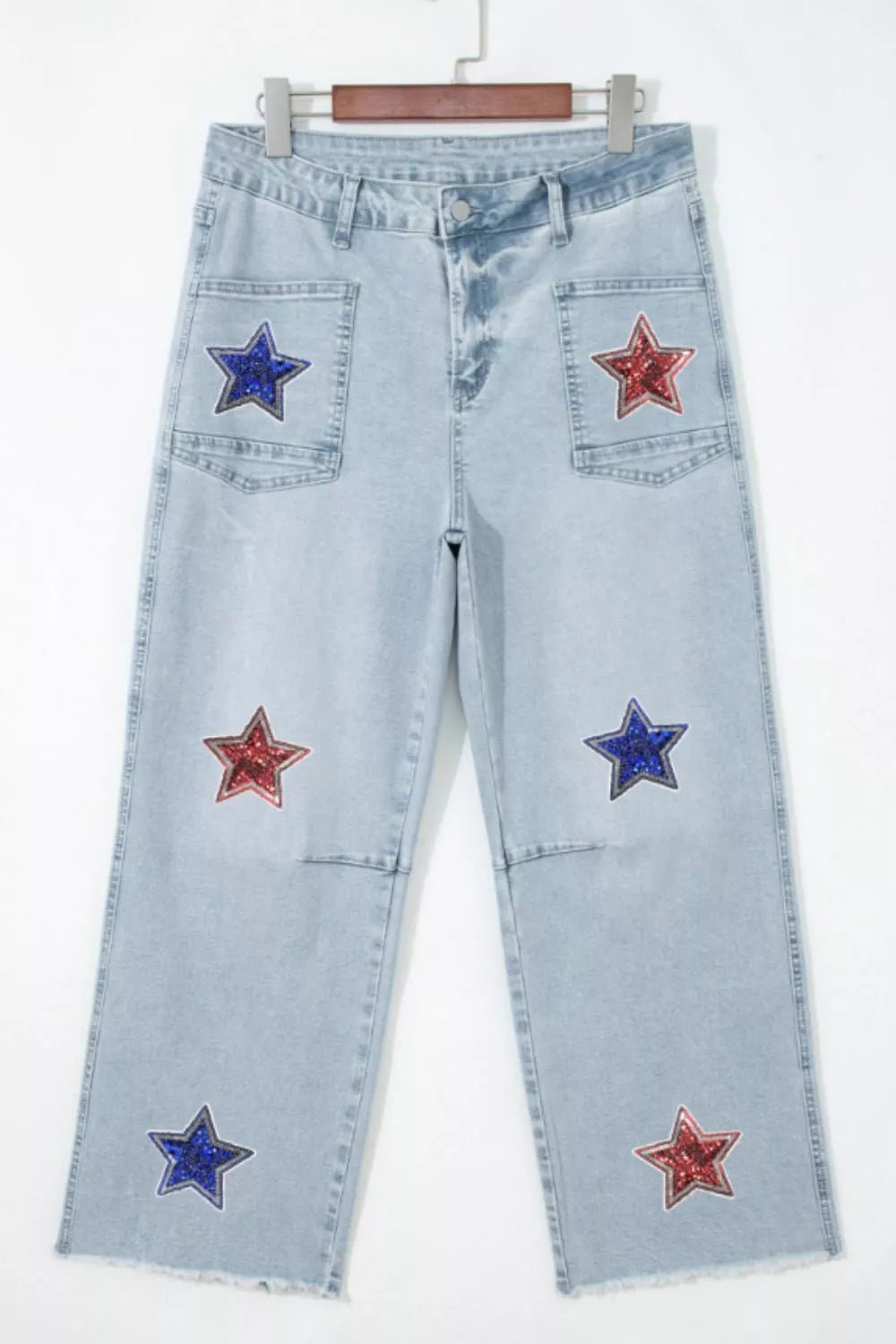 Women's Star-Embellished Cropped Jeans – Light Blue, Sizes 4–16 - ShopNQlik