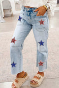 Women's Star-Embellished Cropped Jeans – Light Blue, Sizes 4–16 - ShopNQlik