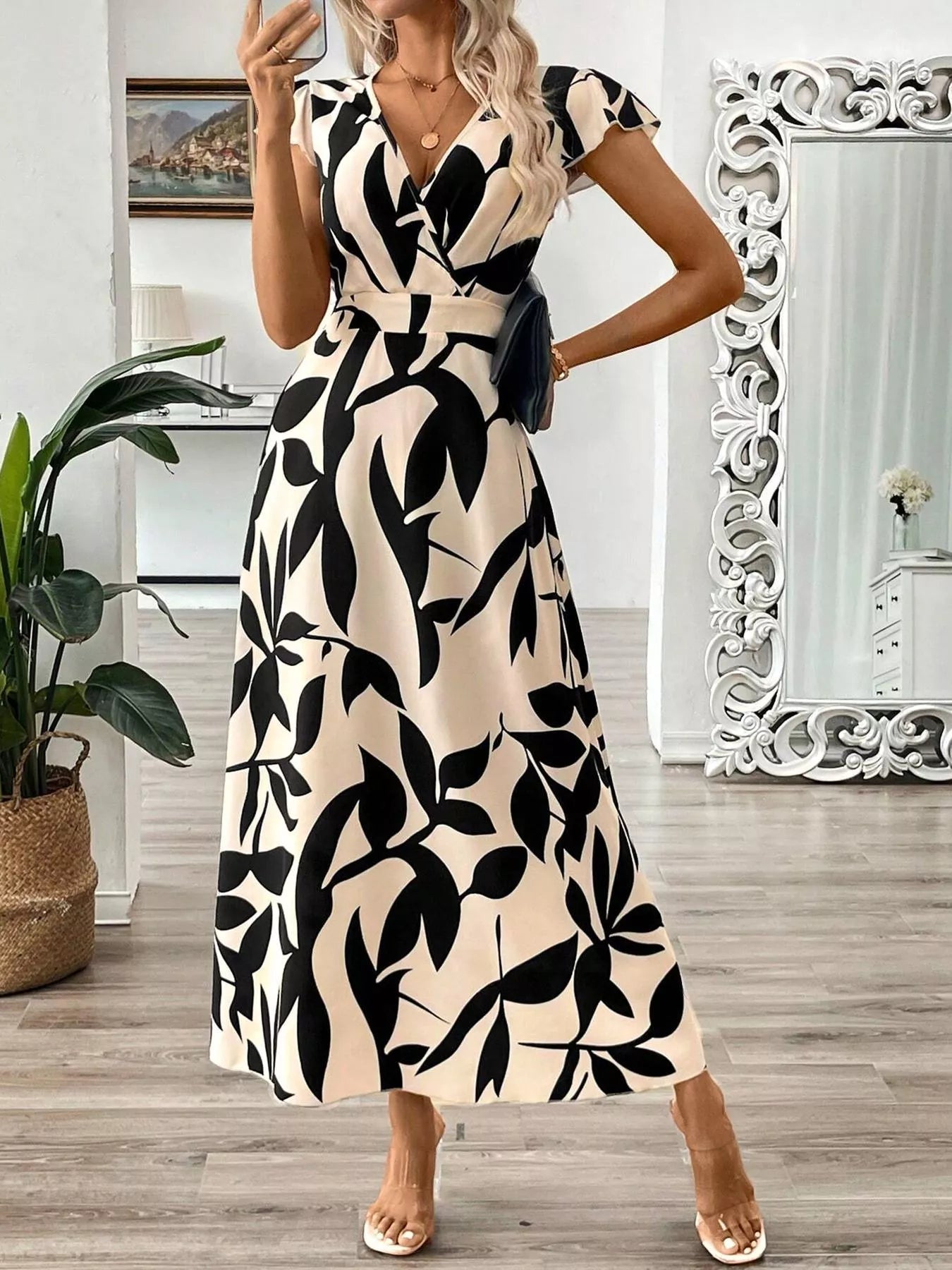 Women's Surplice Cap Sleeve Midi Dress – 3 Colours, S–2XL - ShopNQlik