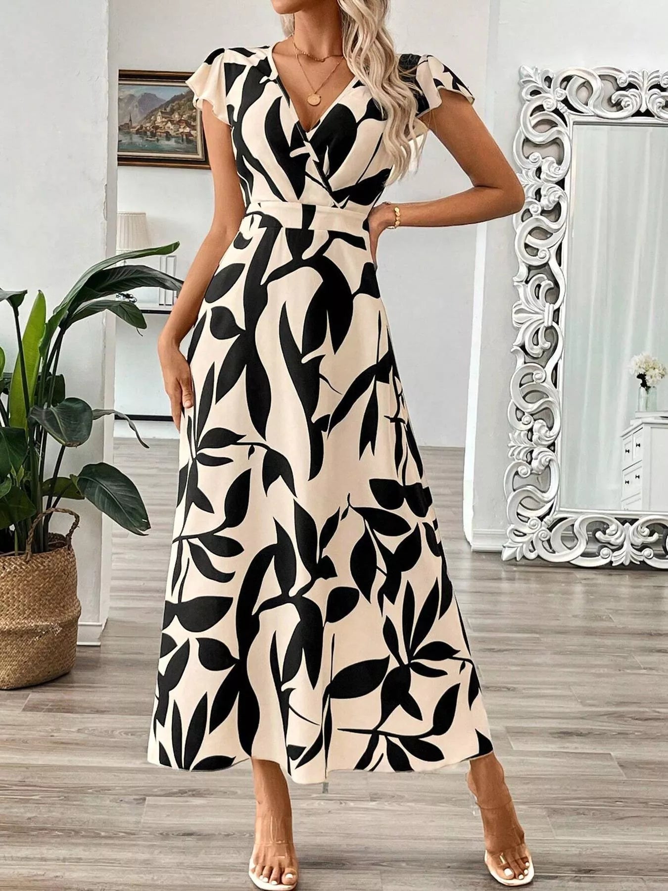 Women's Surplice Cap Sleeve Midi Dress – 3 Colours, S–2XL - ShopNQlik