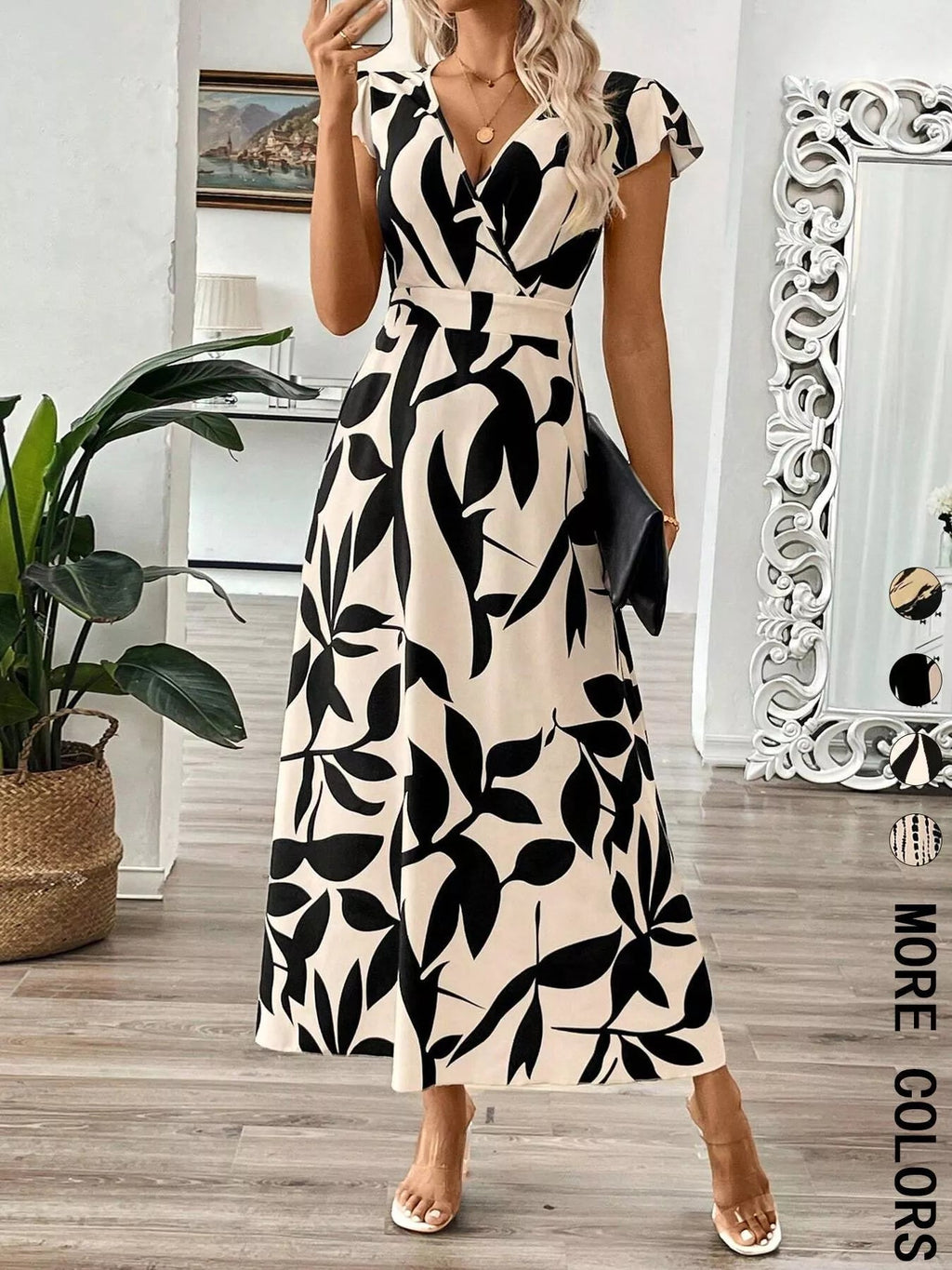 Women's Surplice Cap Sleeve Midi Dress – 3 Colours, S–2XL - ShopNQlik