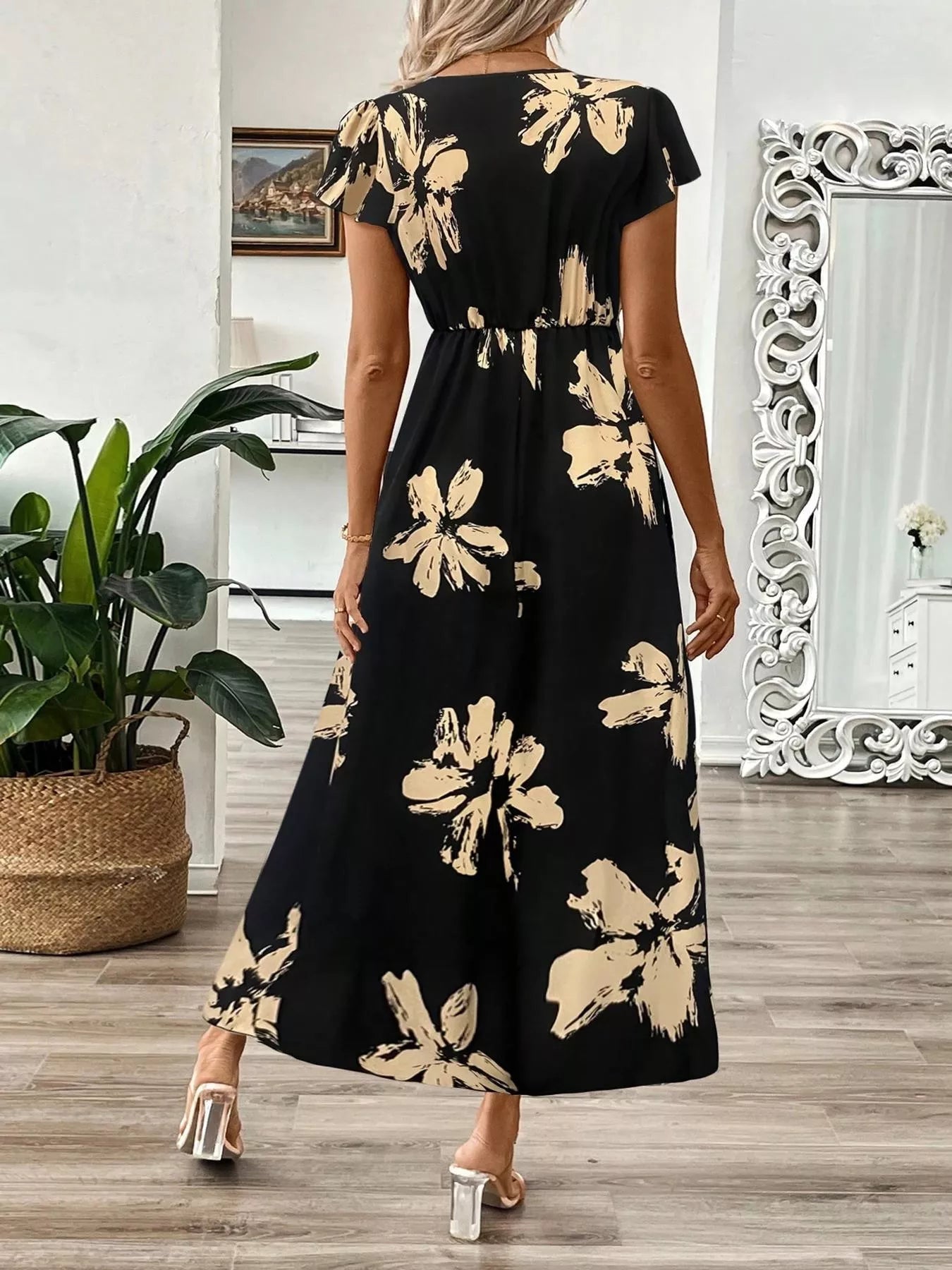 Women's Surplice Cap Sleeve Midi Dress – 3 Colours, S–2XL - ShopNQlik