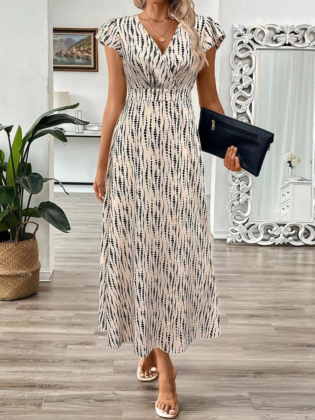 Women's Surplice Cap Sleeve Midi Dress – 3 Colours, S–2XL - ShopNQlik