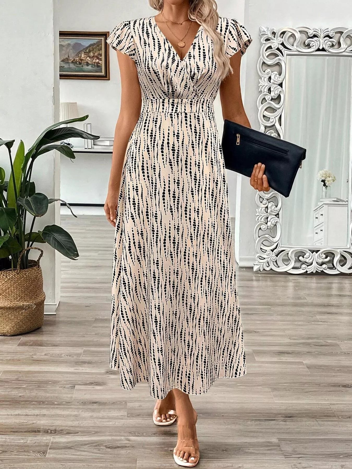Women's Surplice Cap Sleeve Midi Dress – 3 Colours, S–2XL - ShopNQlik