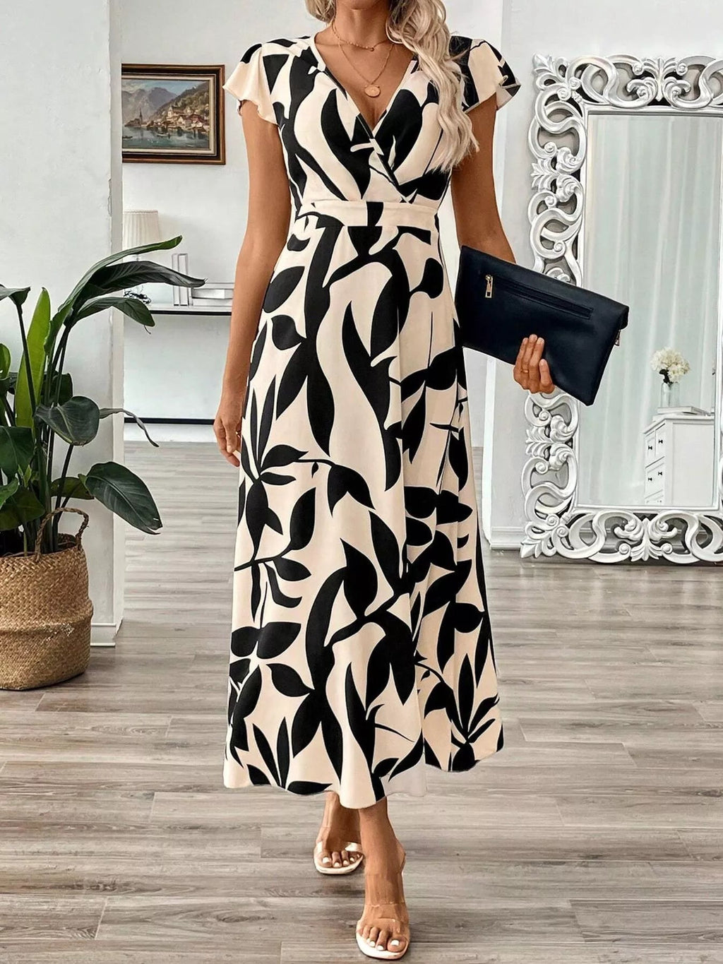 Women's Surplice Cap Sleeve Midi Dress – 3 Colours, S–2XL - ShopNQlik