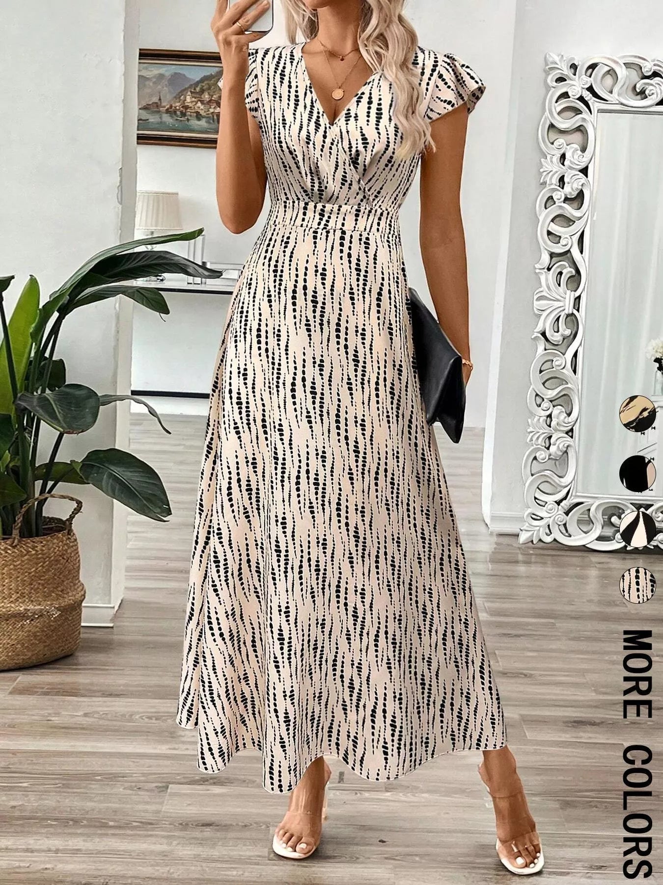 Women's Surplice Cap Sleeve Midi Dress – 3 Colours, S–2XL - ShopNQlik