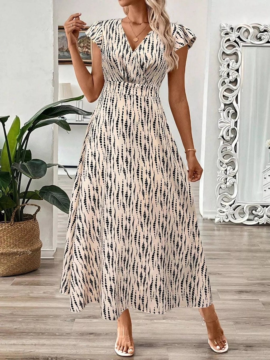 Women's Surplice Cap Sleeve Midi Dress – 3 Colours, S–2XL - ShopNQlik