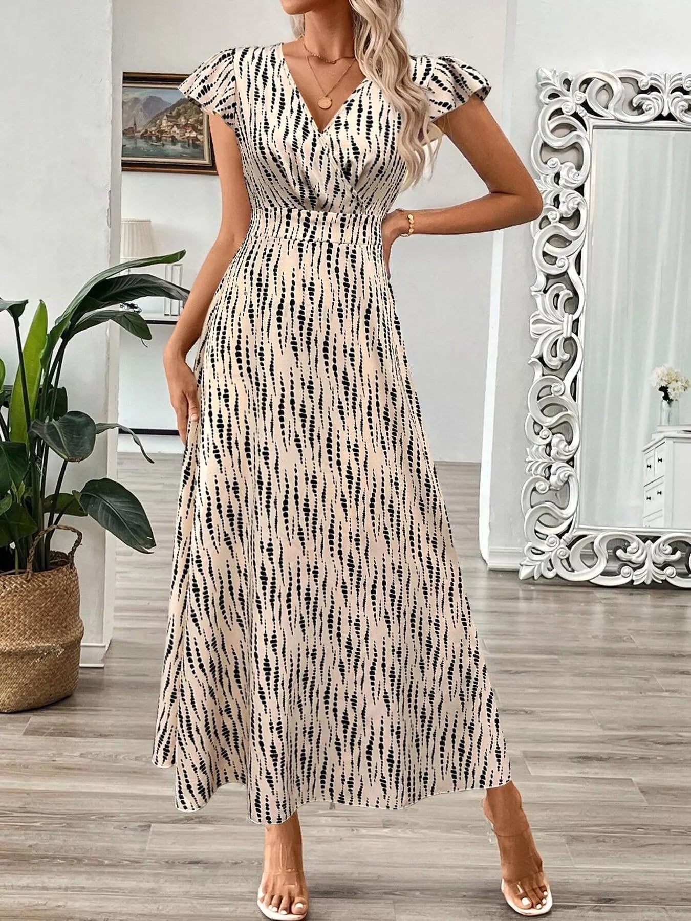 Women's Surplice Cap Sleeve Midi Dress – 3 Colours, S–2XL - ShopNQlik