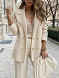 Women's Texture Knit Double-Breasted Blazer (S–2XL) - ShopNQlik