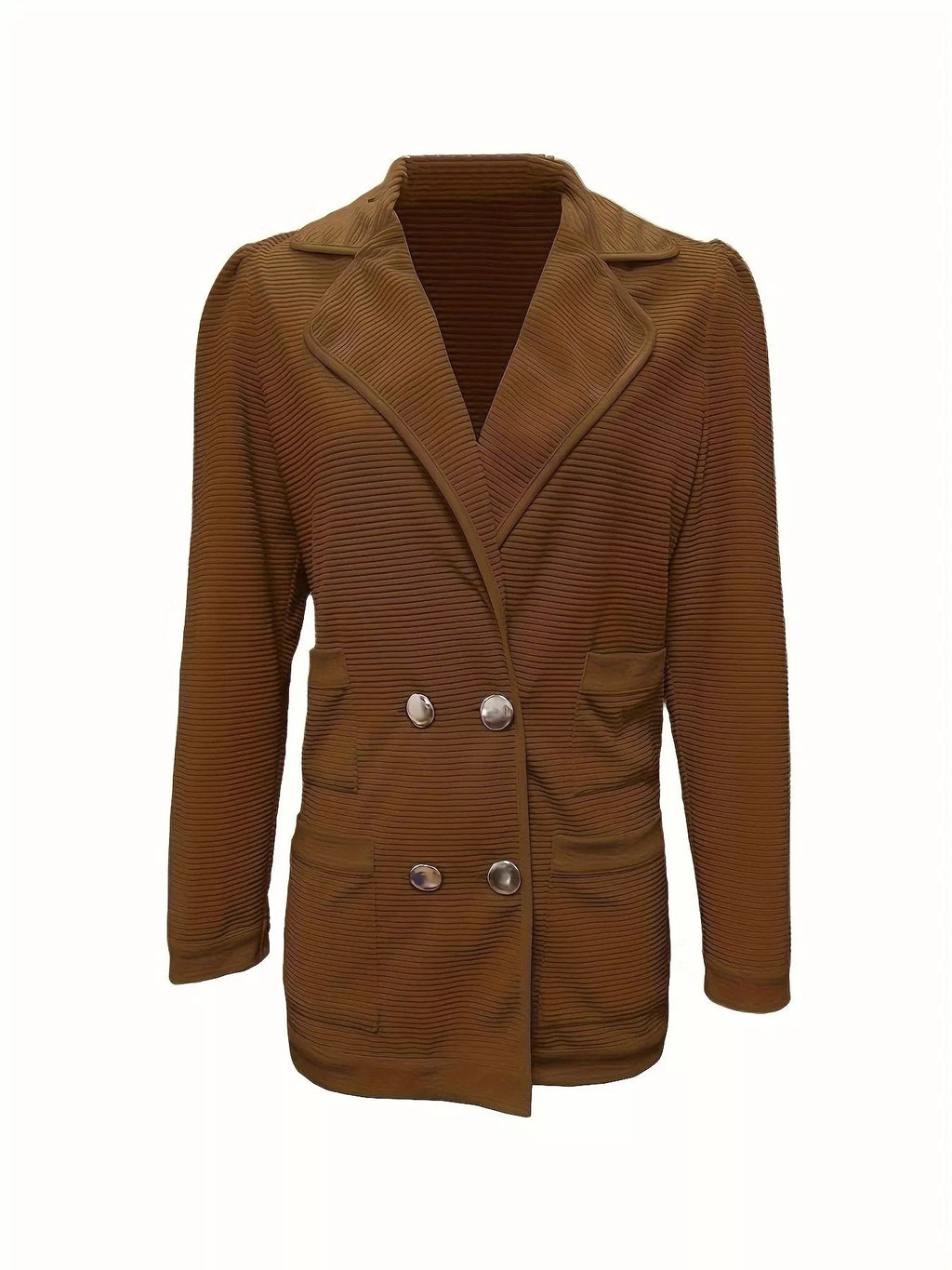 Women's Texture Knit Double-Breasted Blazer (S–2XL) - ShopNQlik