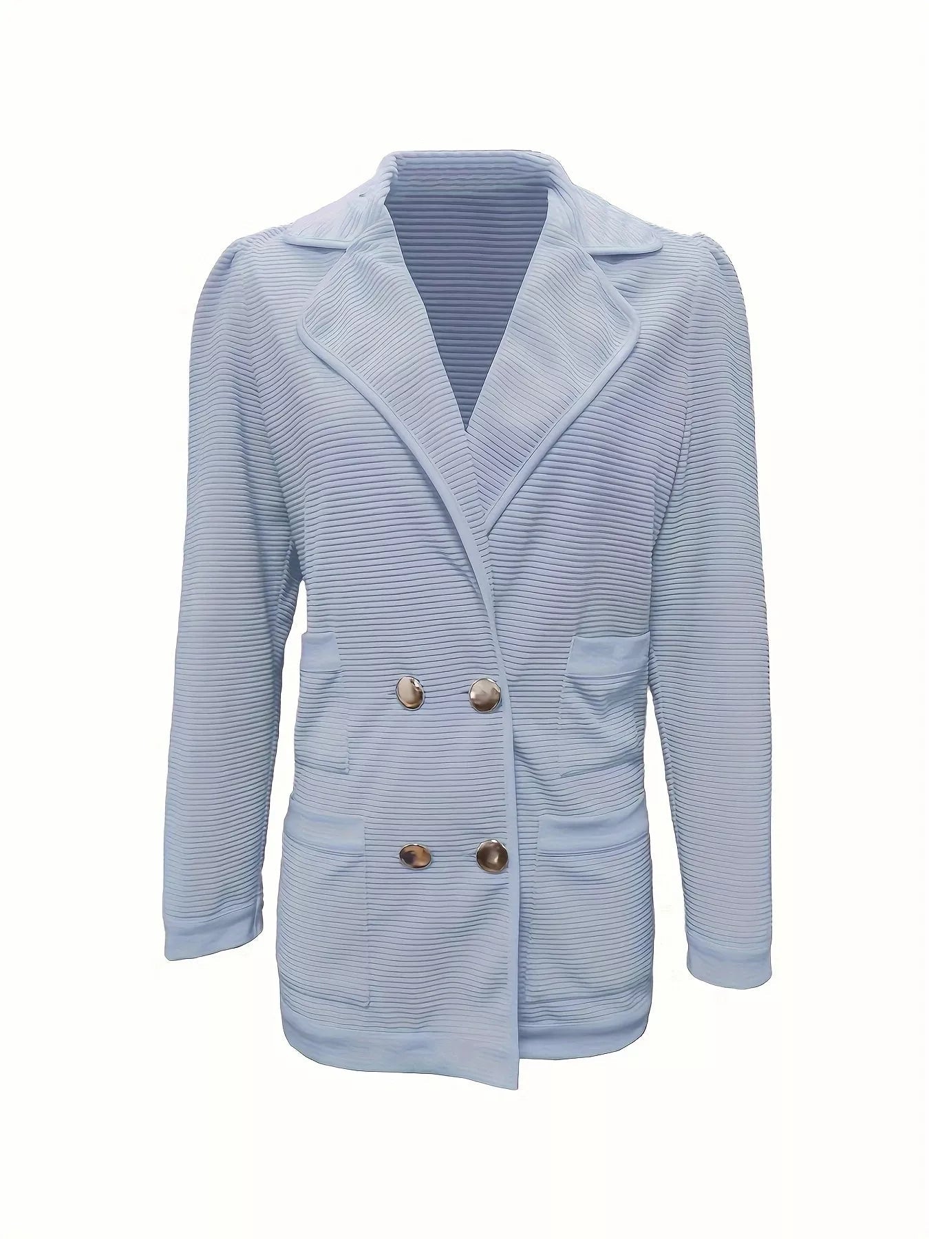 Women's Texture Knit Double-Breasted Blazer (S–2XL) - ShopNQlik