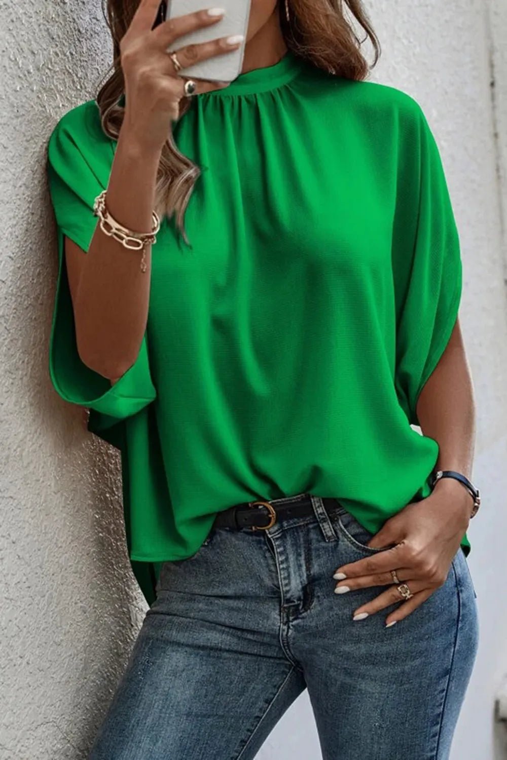 Women's Tie-Back Slit Half Sleeve Blouse – Lightweight Everyday Top - ShopNQlik