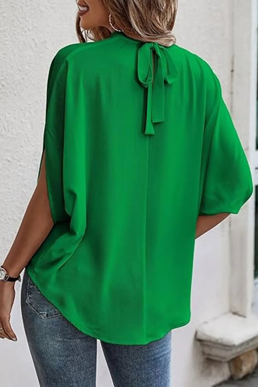Women's Tie-Back Slit Half Sleeve Blouse – Lightweight Everyday Top - ShopNQlik