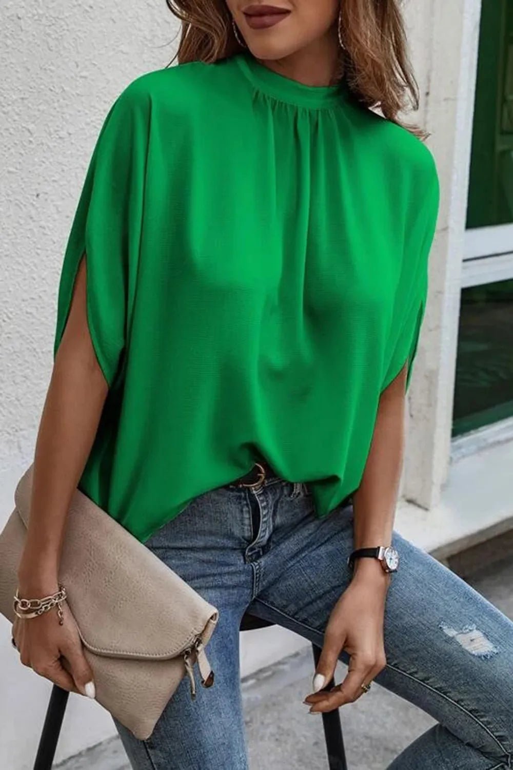 Women's Tie-Back Slit Half Sleeve Blouse – Lightweight Everyday Top - ShopNQlik