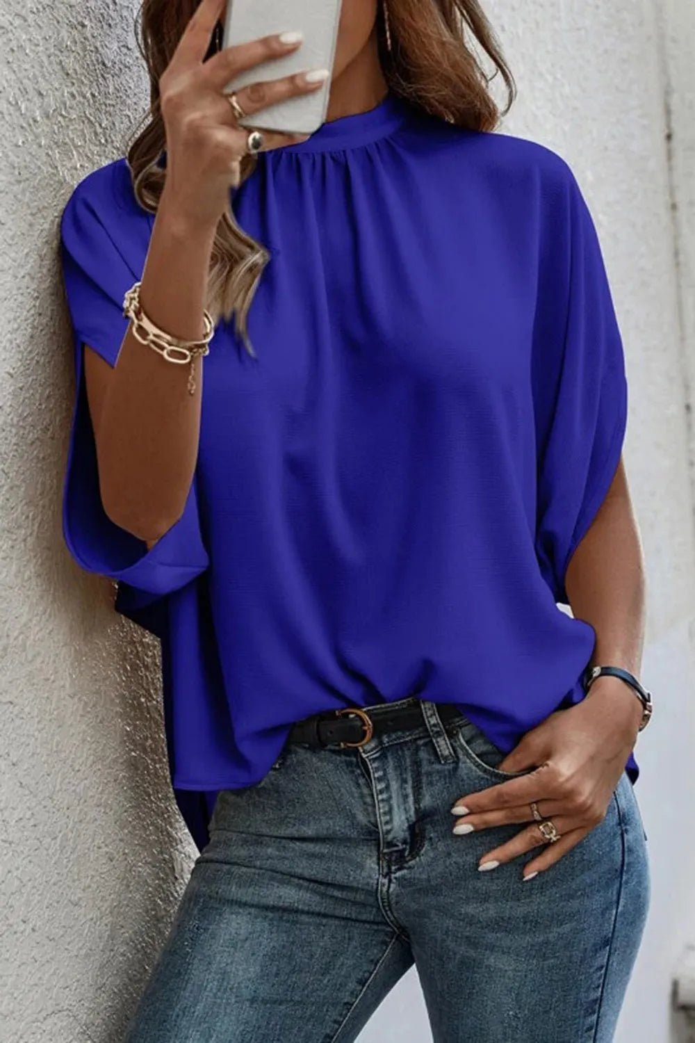 Women's Tie-Back Slit Half Sleeve Blouse – Lightweight Everyday Top - ShopNQlik