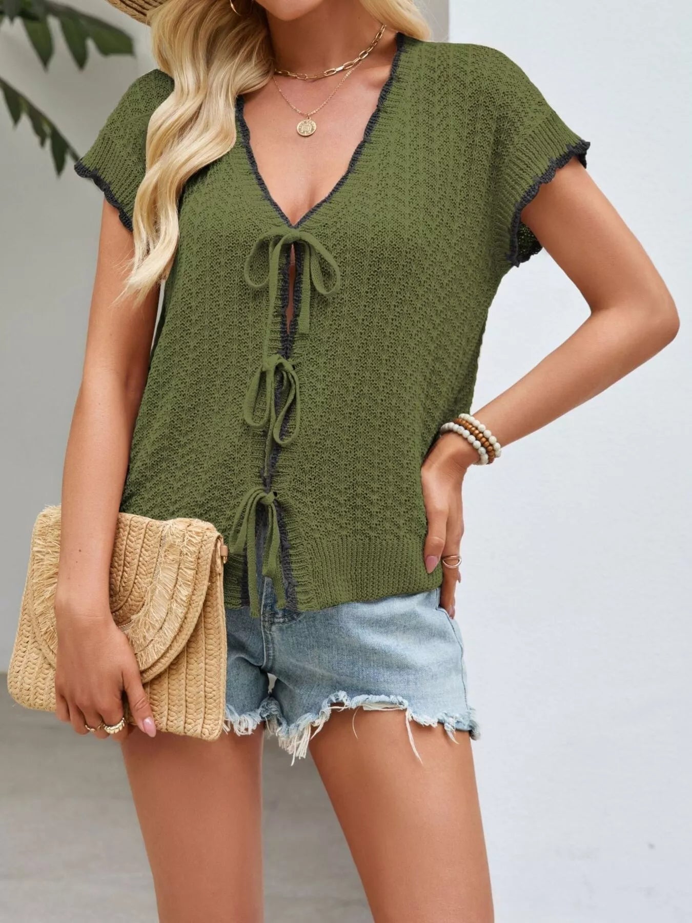 Women's Tie-Front Openwork Knit Cardigan – 4 Colours, S–XL - ShopNQlik