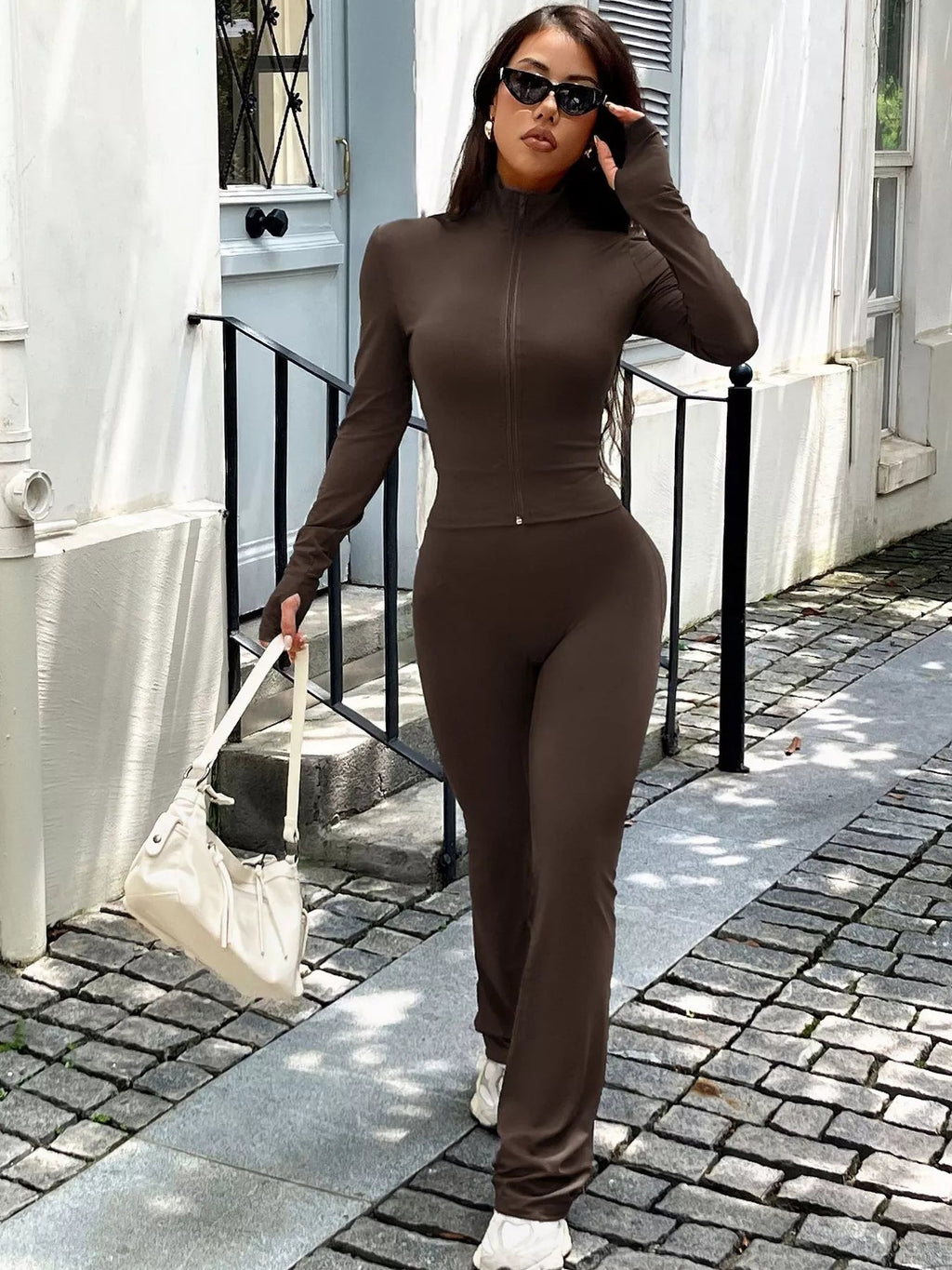 Women's Zip-Up Long Sleeve Outerwear & Pants Active Set – 2 Colours, S–L - ShopNQlik