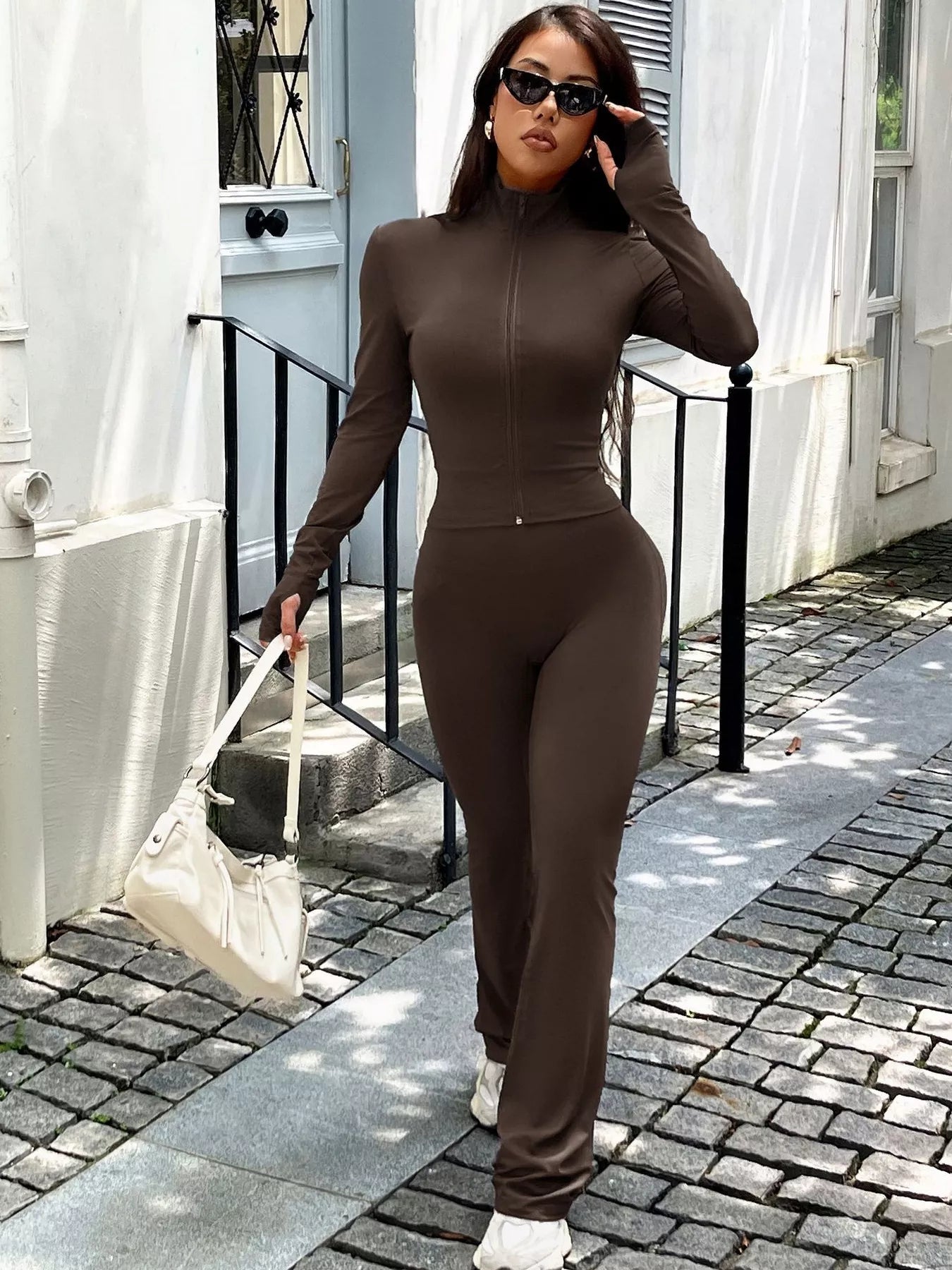 Women's Zip-Up Long Sleeve Outerwear & Pants Active Set – 2 Colours, S–L - ShopNQlik